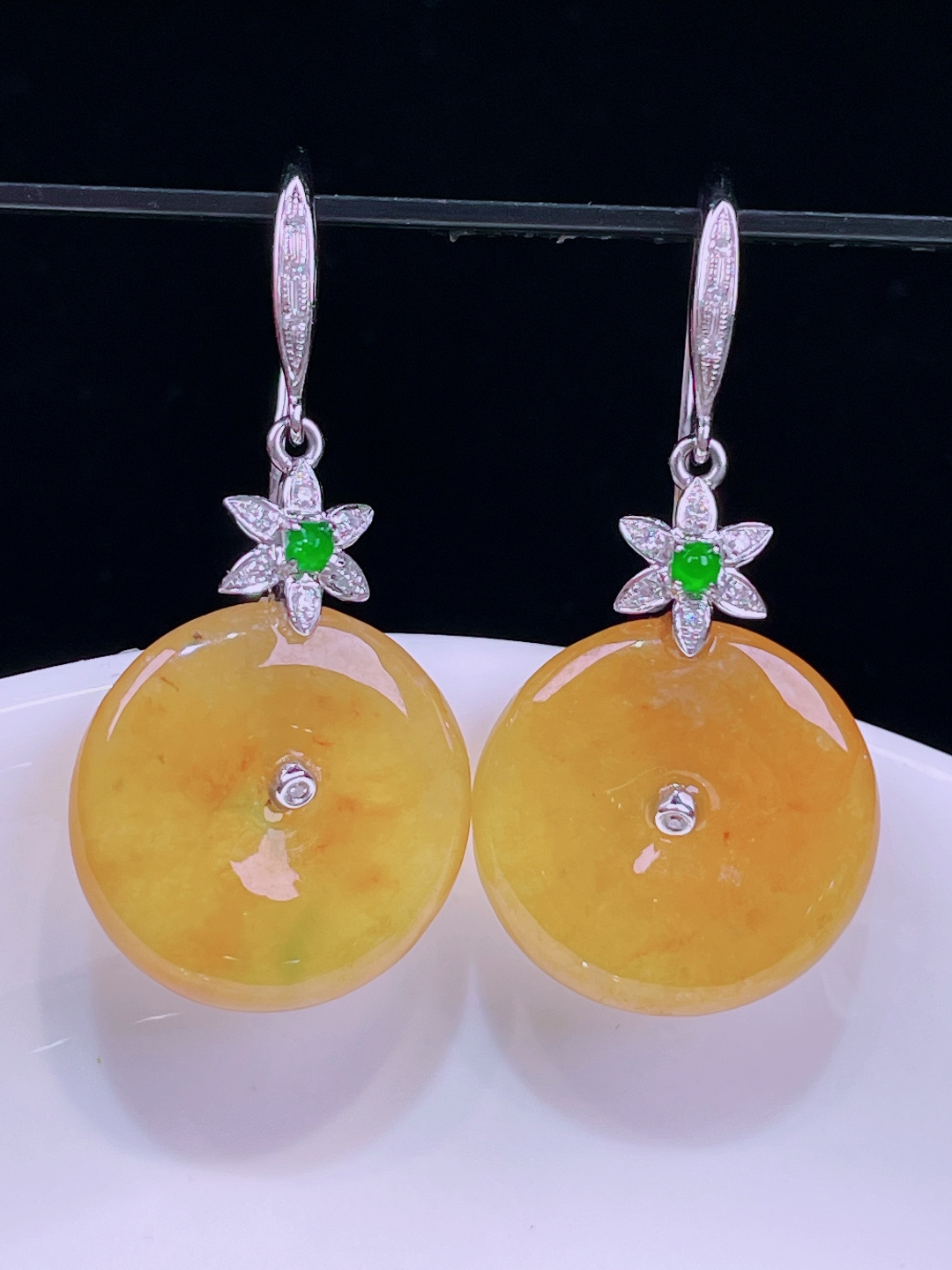 ️冰黄耳坠，老种起光，细底通透，尺寸：裸石15.8/3.3mm0703