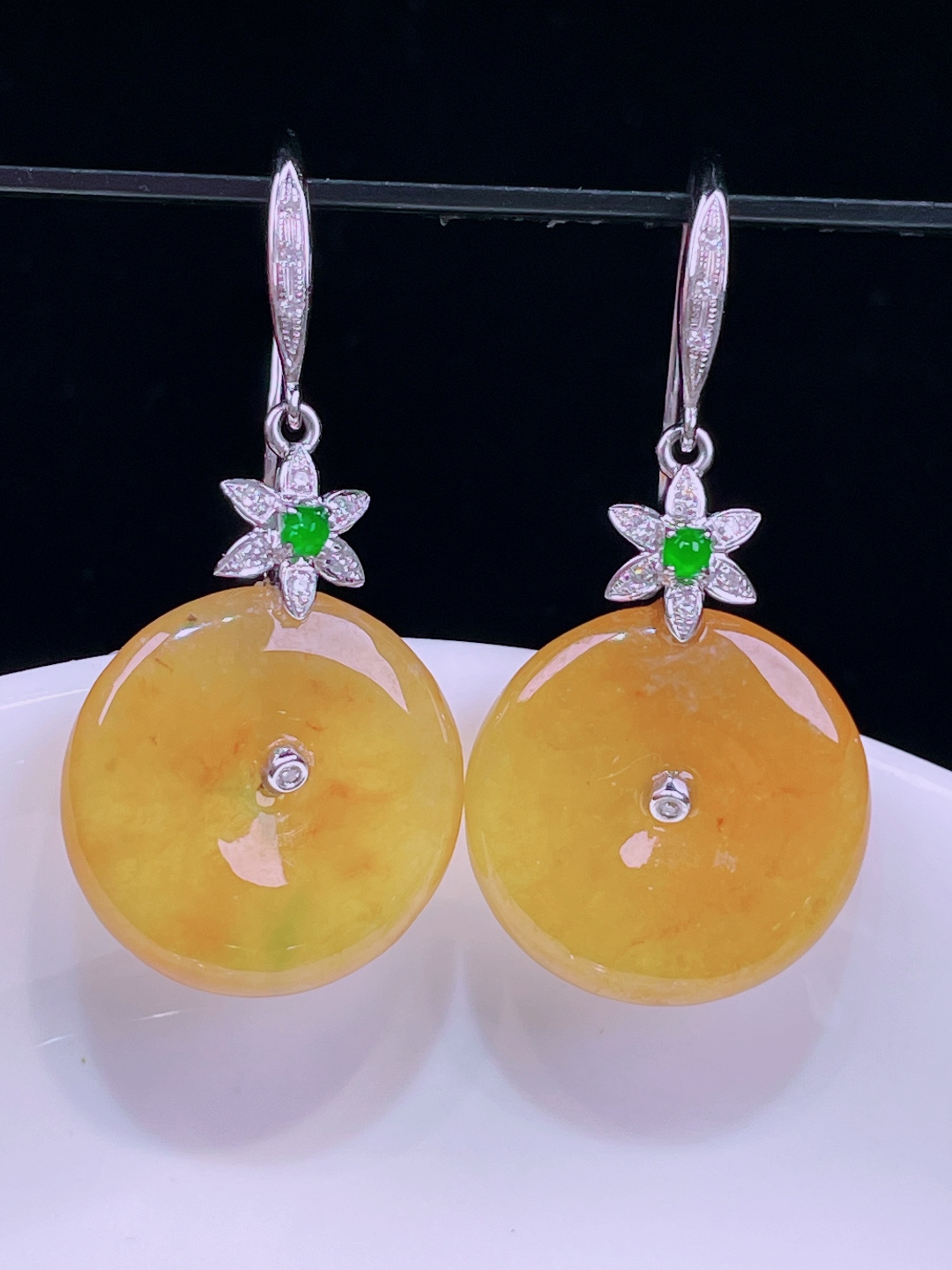 ️冰黄耳坠，老种起光，细底通透，尺寸：裸石15.8/3.3mm0703