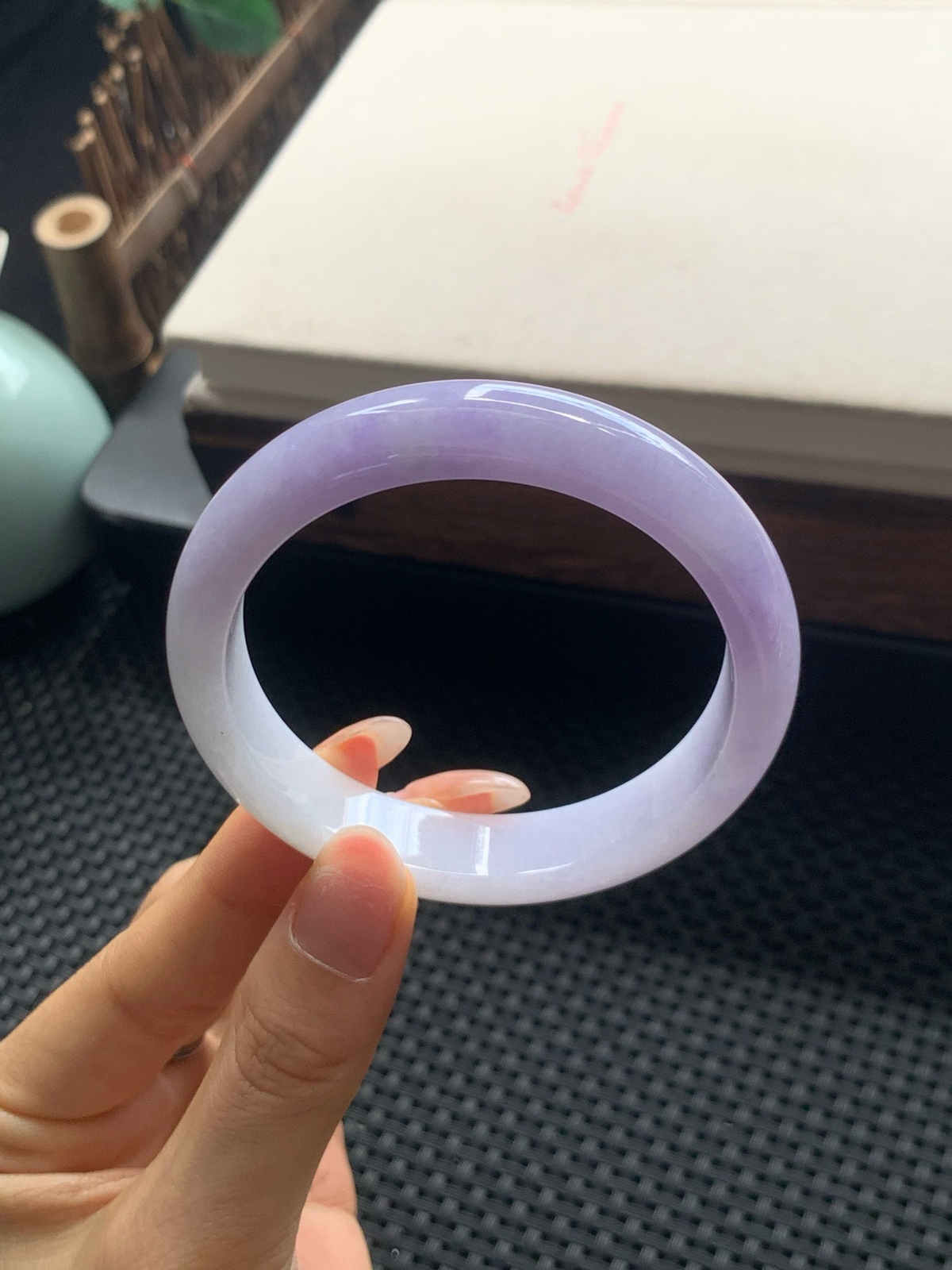 57圈口冰润飘紫正圈手镯