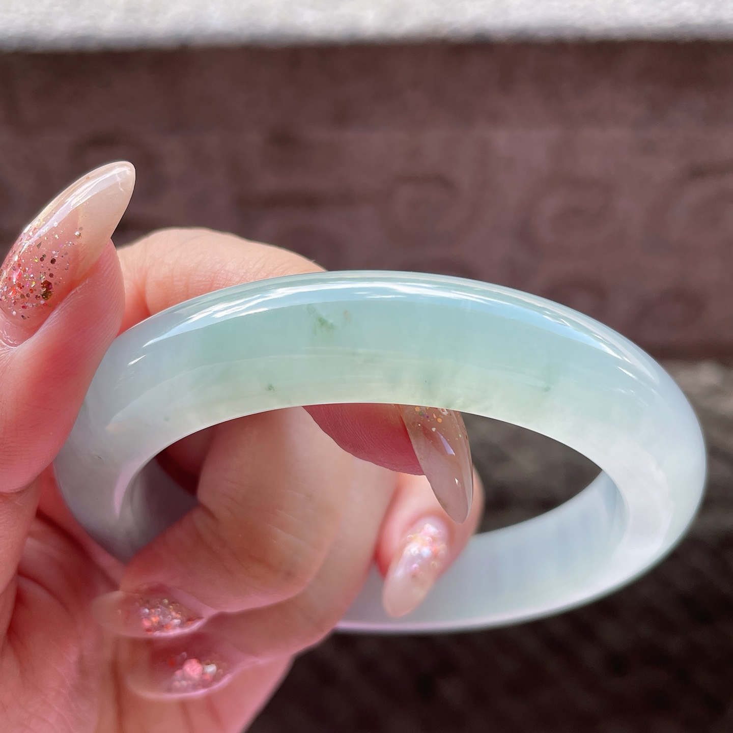 手镯正圈58 59圈口58-12.5-9.5编码0703E14冰种晴水，飘花，晶莹剔透，水润，种老，有棉线