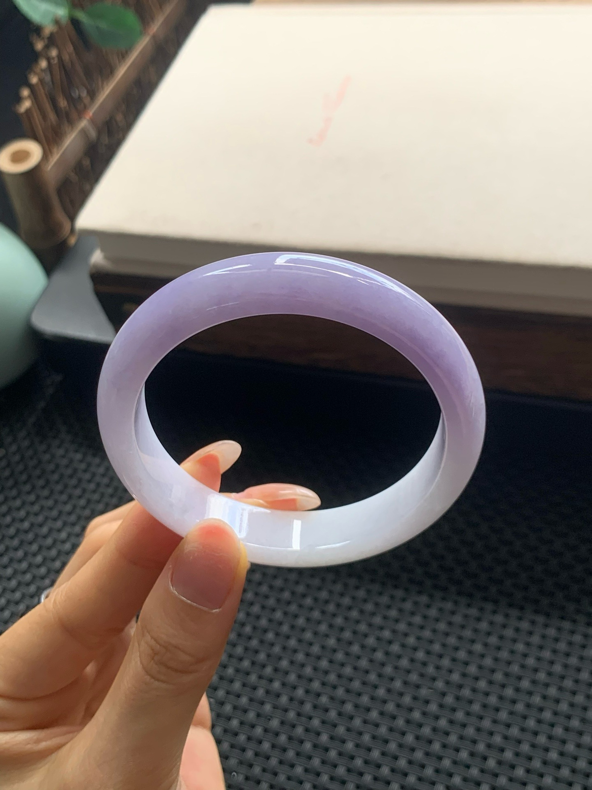 57圈口冰润飘紫正圈手镯
