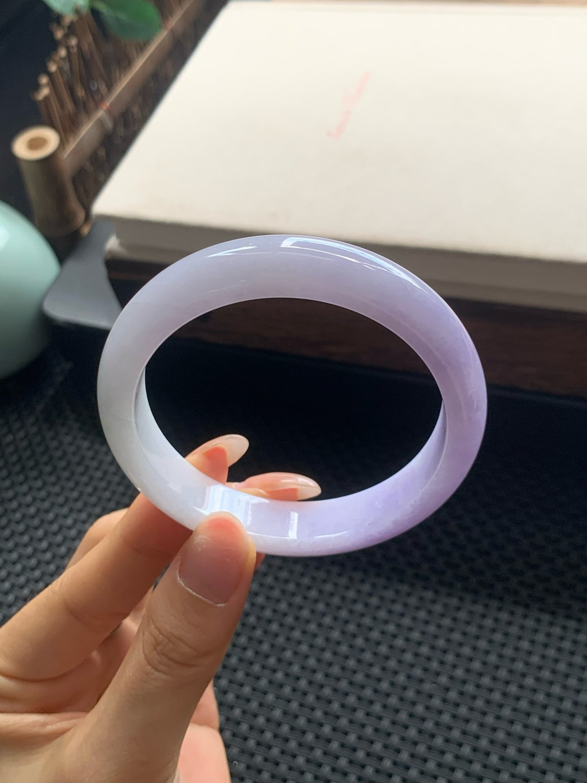 57圈口冰润飘紫正圈手镯