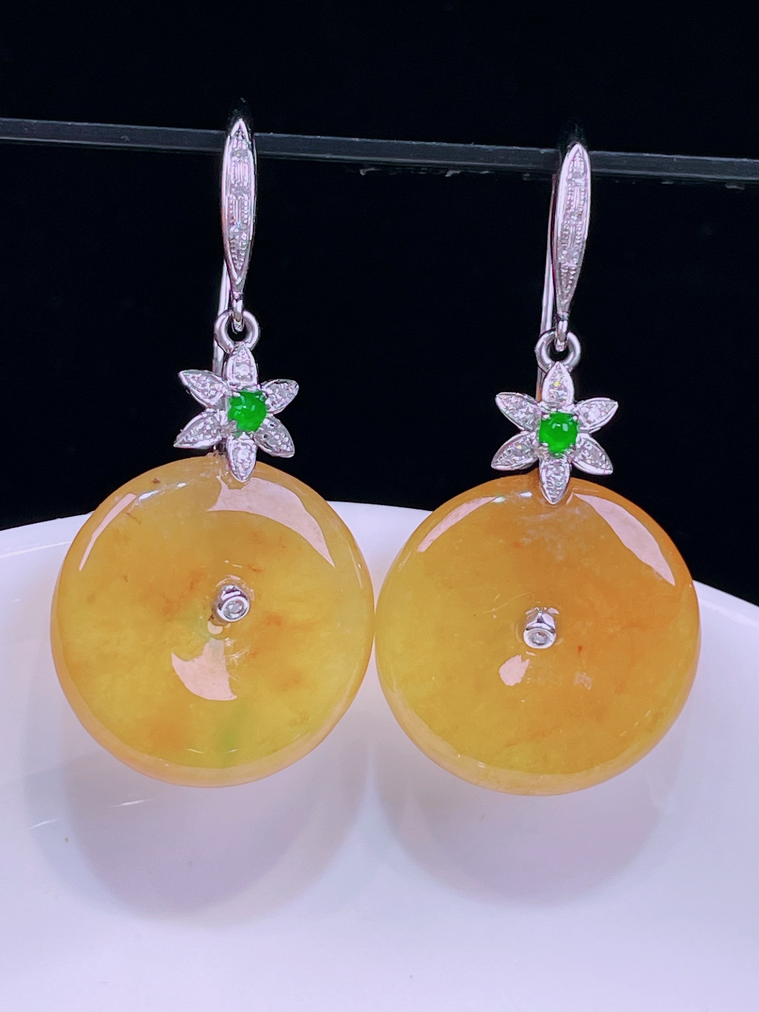 ️冰黄耳坠，老种起光，细底通透，尺寸：裸石15.8/3.3mm0703