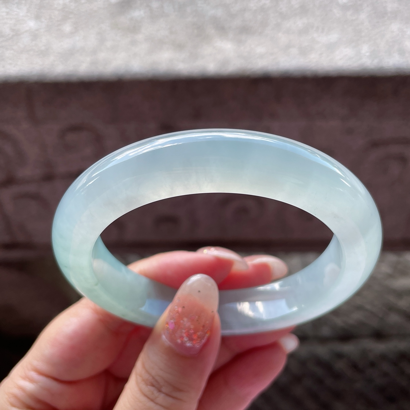 手镯正圈58 59圈口58-12.5-9.5编码0703E14冰种晴水，飘花，晶莹剔透，水润，种老，