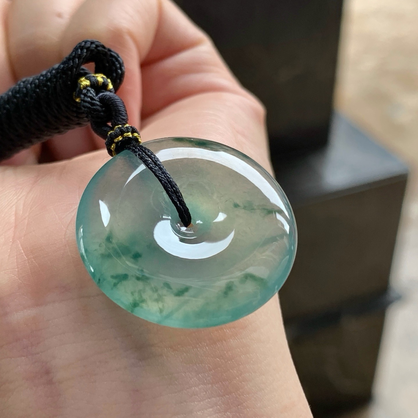 冰蓝花平安扣^_^油润  尺寸28.2