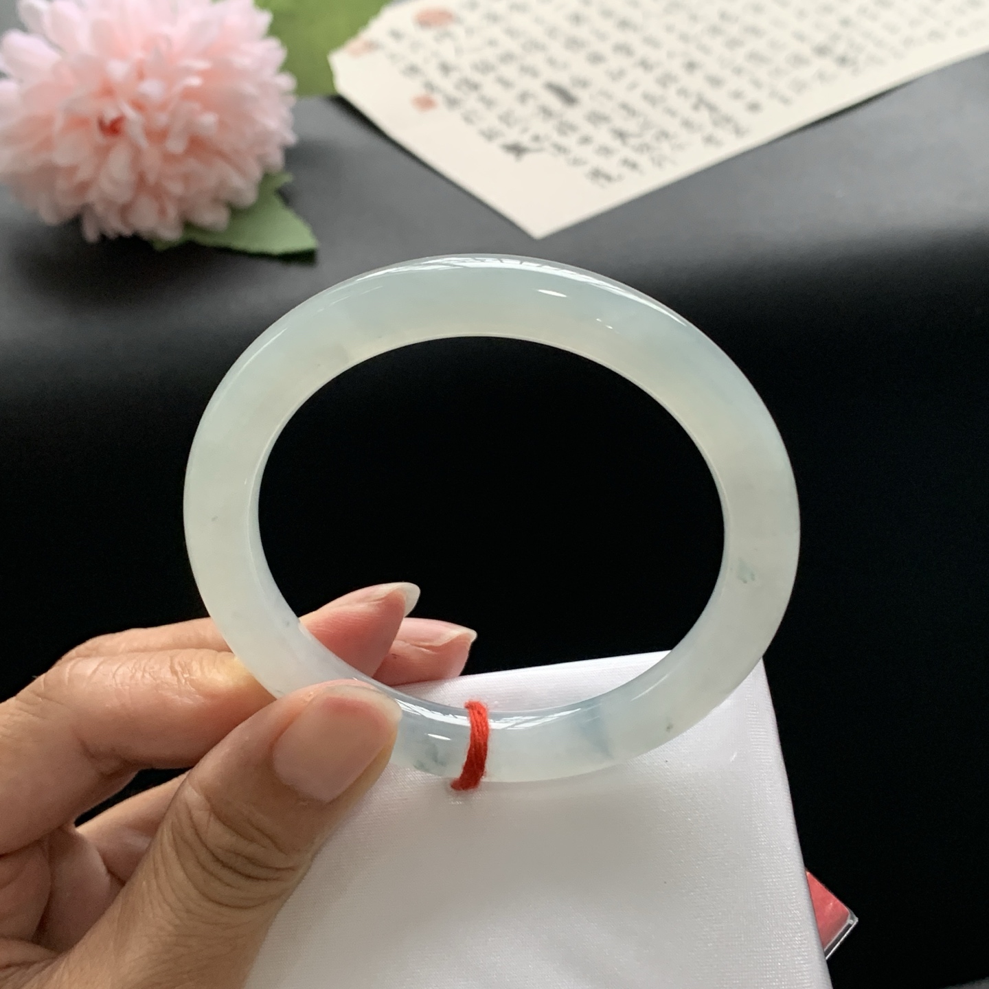 070344AX 飘紫圆条翡翠手镯 55.8-9.3-8.7