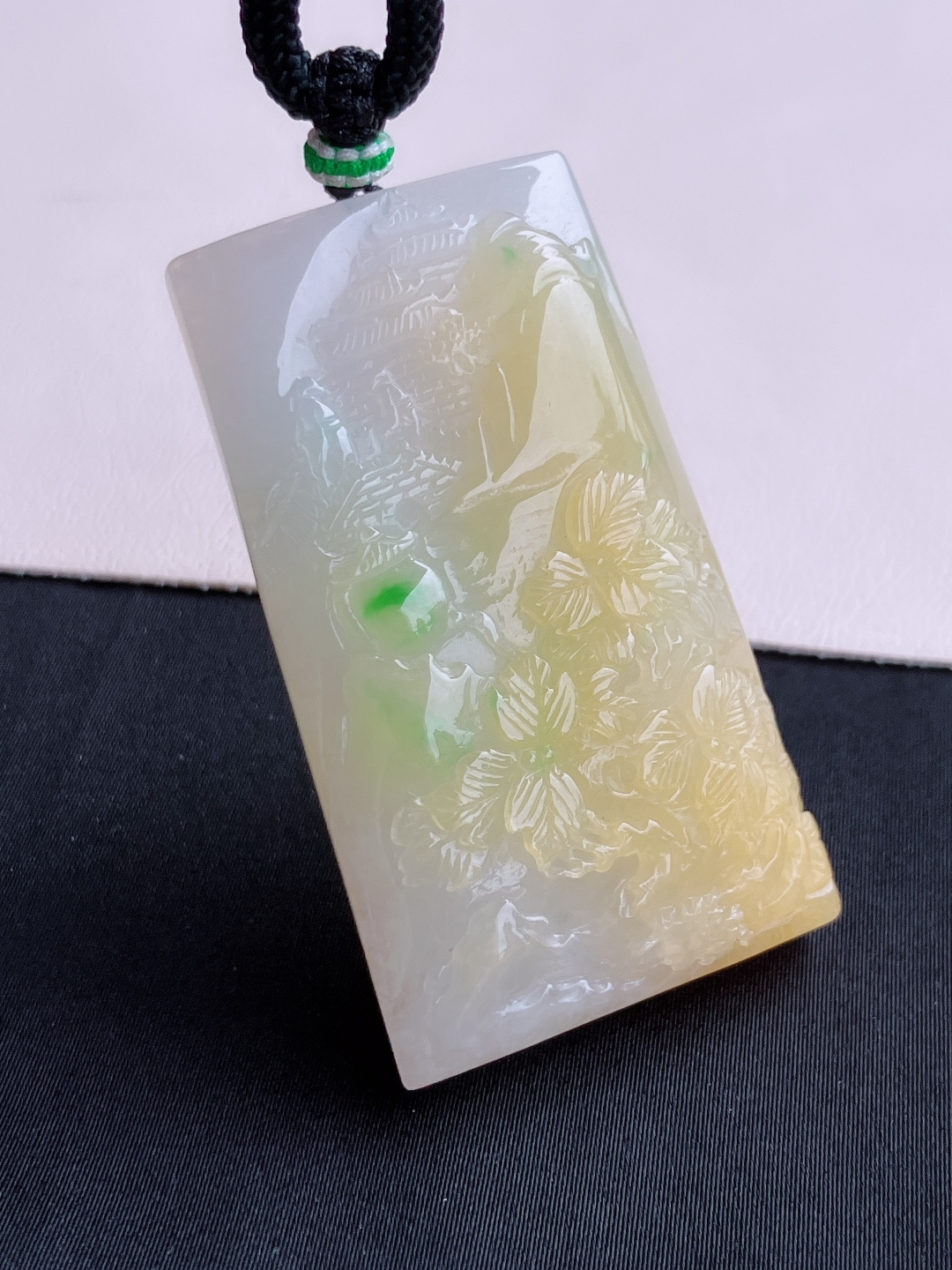 三彩山水牌，意境美，尺寸57/32/11.6/自然光实拍