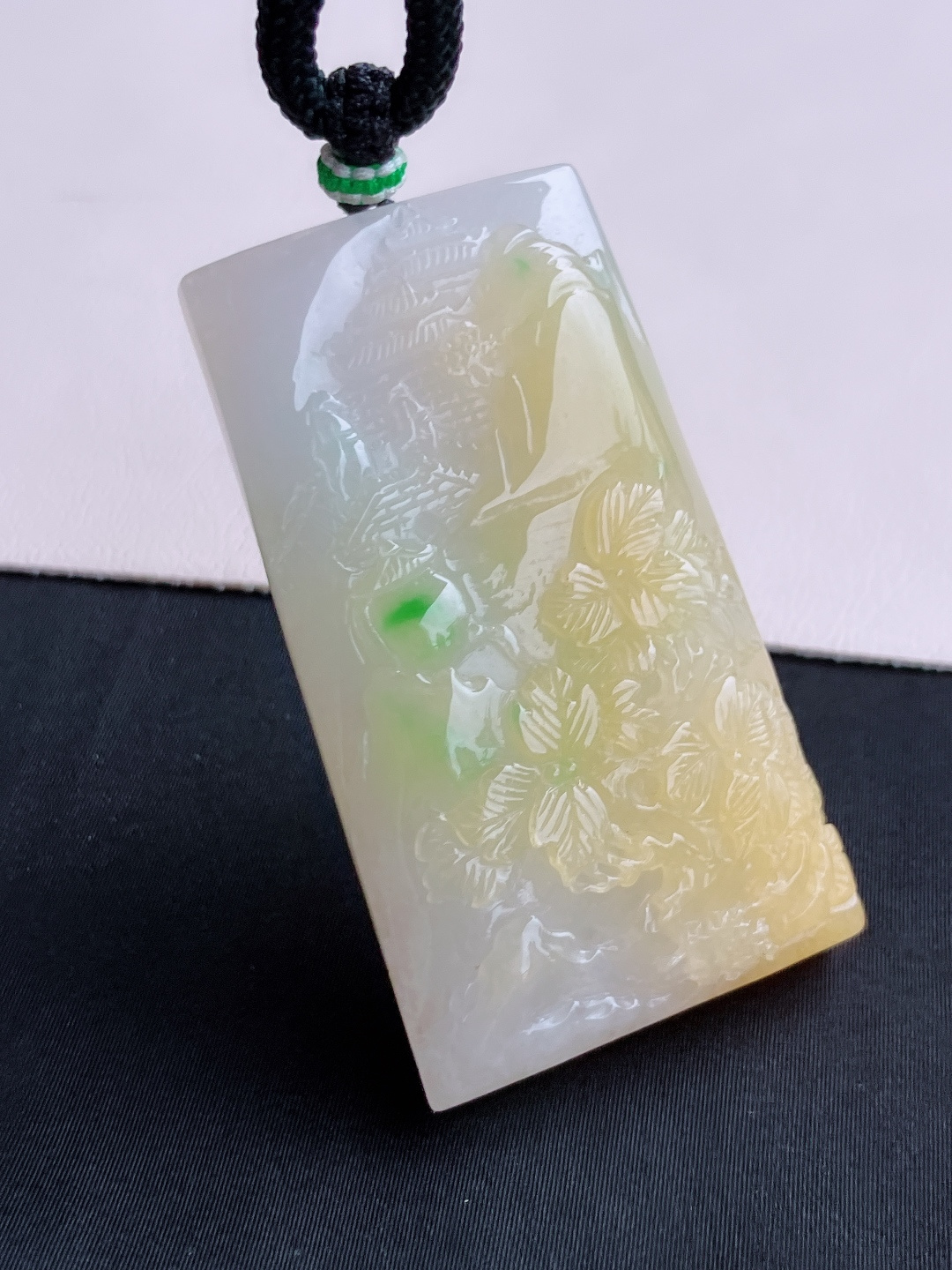 三彩山水牌，意境美，尺寸57/32/11.6/自然光实拍