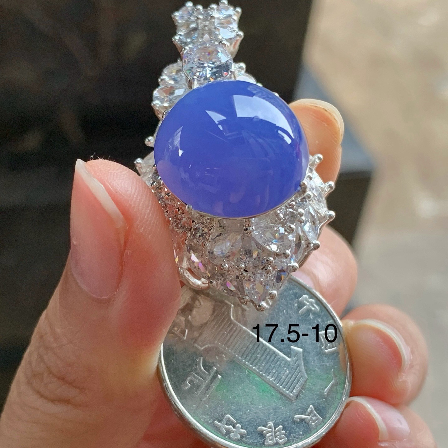 紫罗兰戒面^_^颜色鲜艳 浓郁 铜托 尺寸17.5