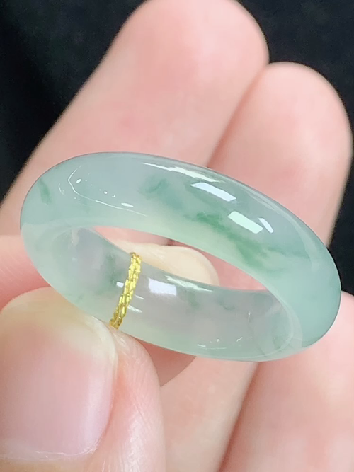 冰飘花戒指，无裂，内径尺寸17.2-5.8-3.5mm，14号手寸，Q04lyg