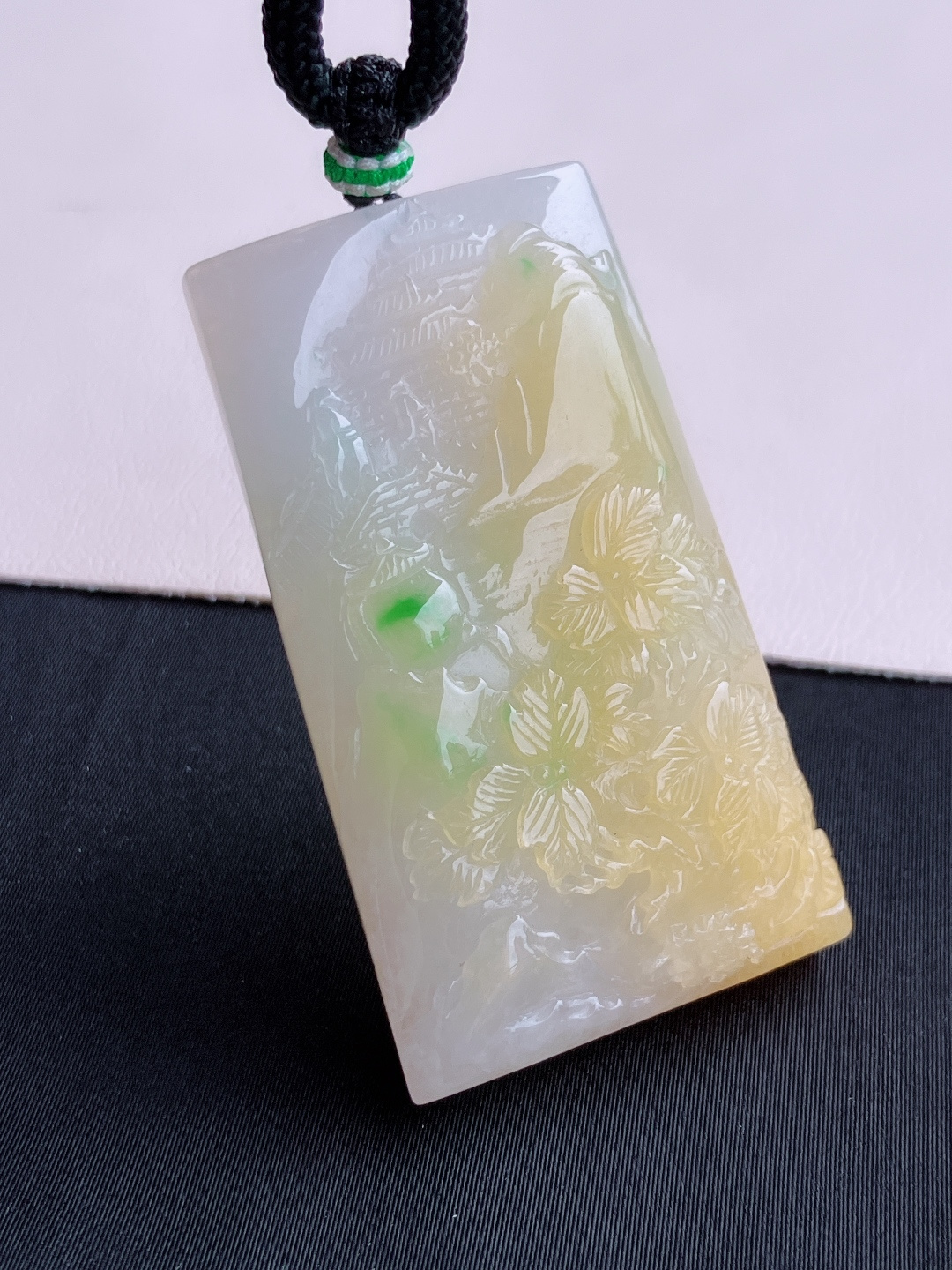 三彩山水牌，意境美，尺寸57/32/11.6/自然光实拍