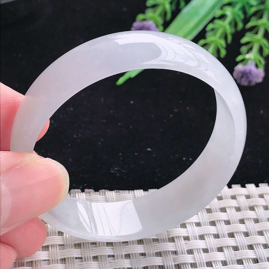 实拍A货翡翠49/13.8/4.5小圈口童镯老坑冰透起胶公主镯平安镯