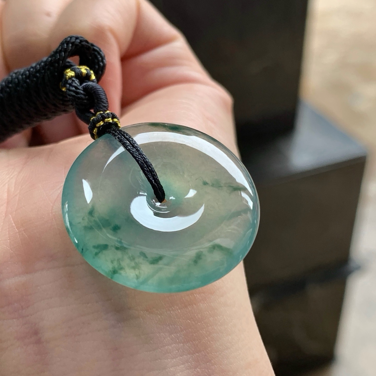 冰蓝花平安扣^_^油润  尺寸28.2