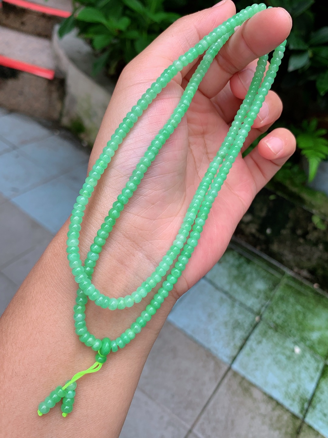 ️ 4.4mm冰绿盘珠项链