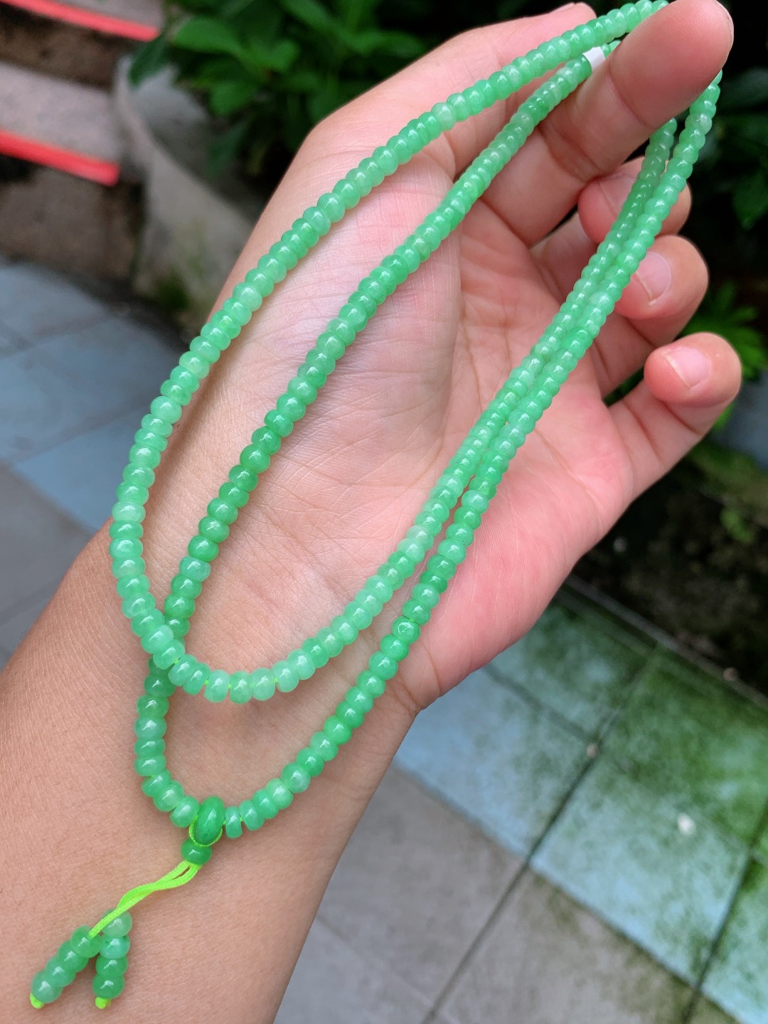 ️ 4.4mm冰绿盘珠项链