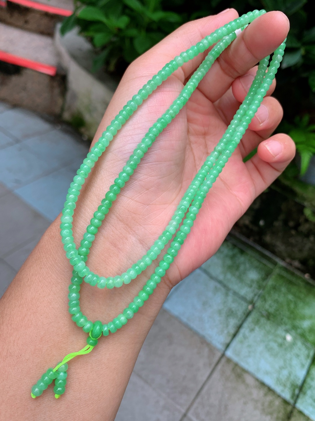 ️ 4.4mm冰绿盘珠项链