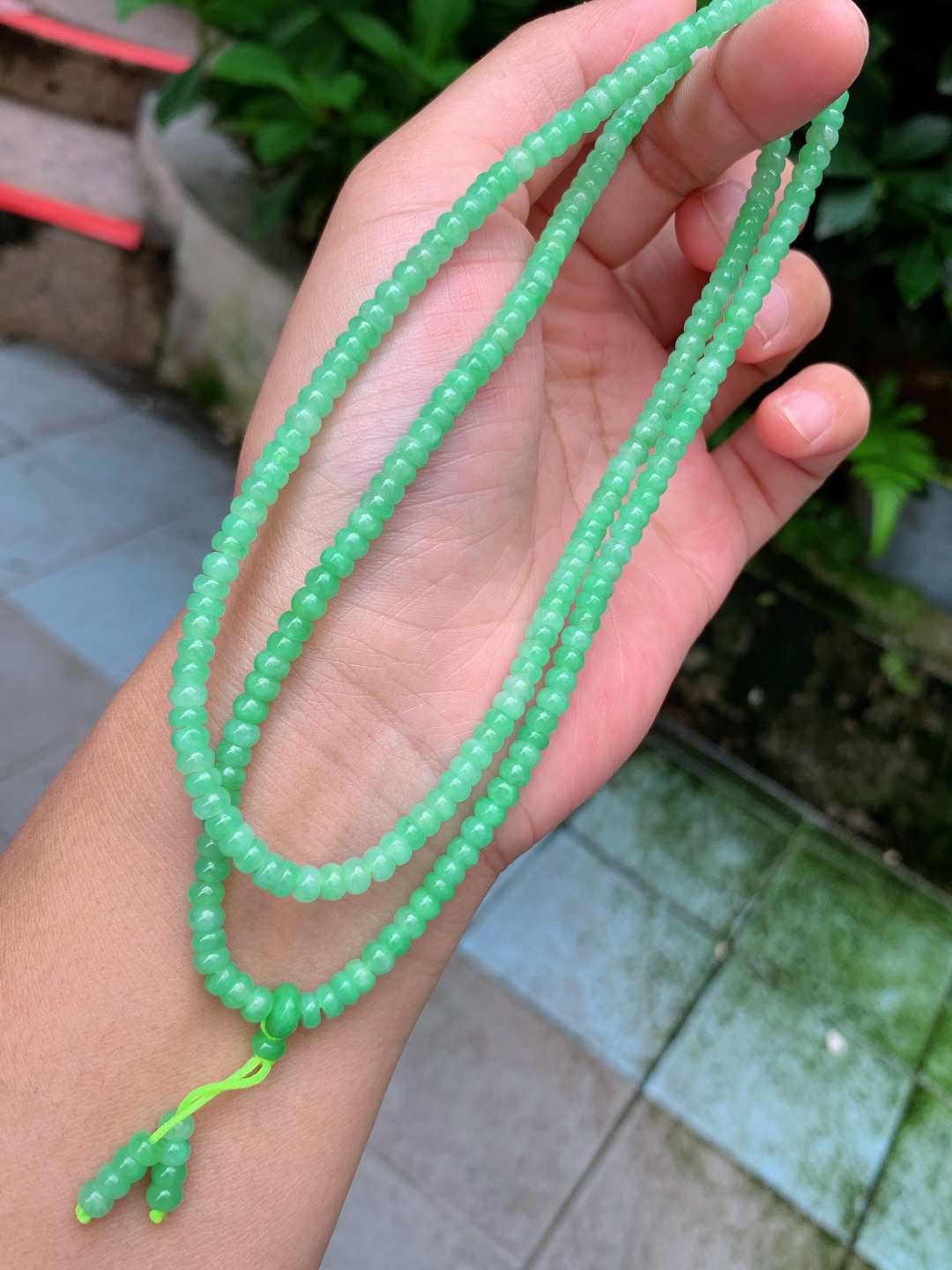 ️ 4.4mm冰绿盘珠项链