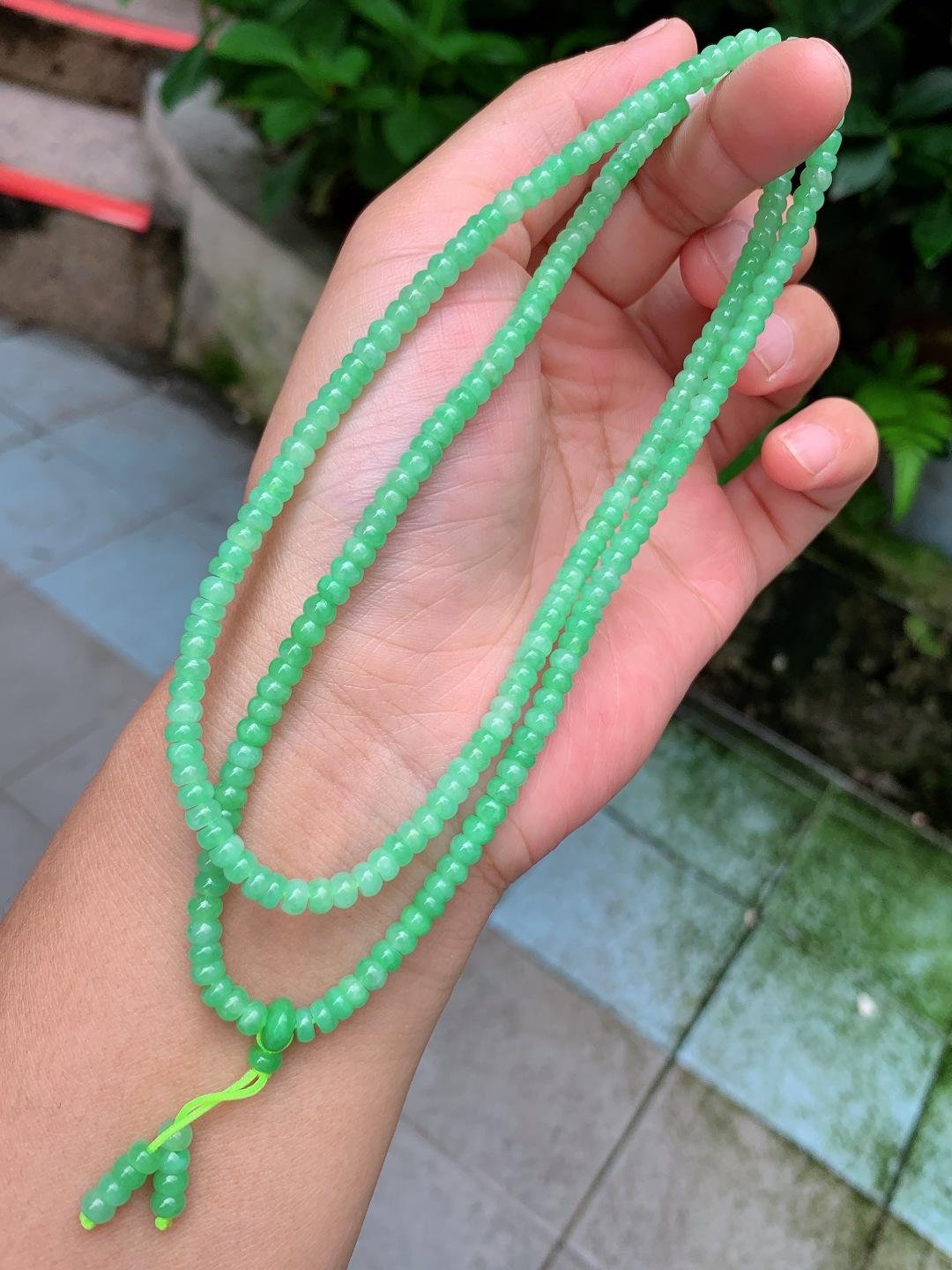 ️ 4.4mm冰绿盘珠项链