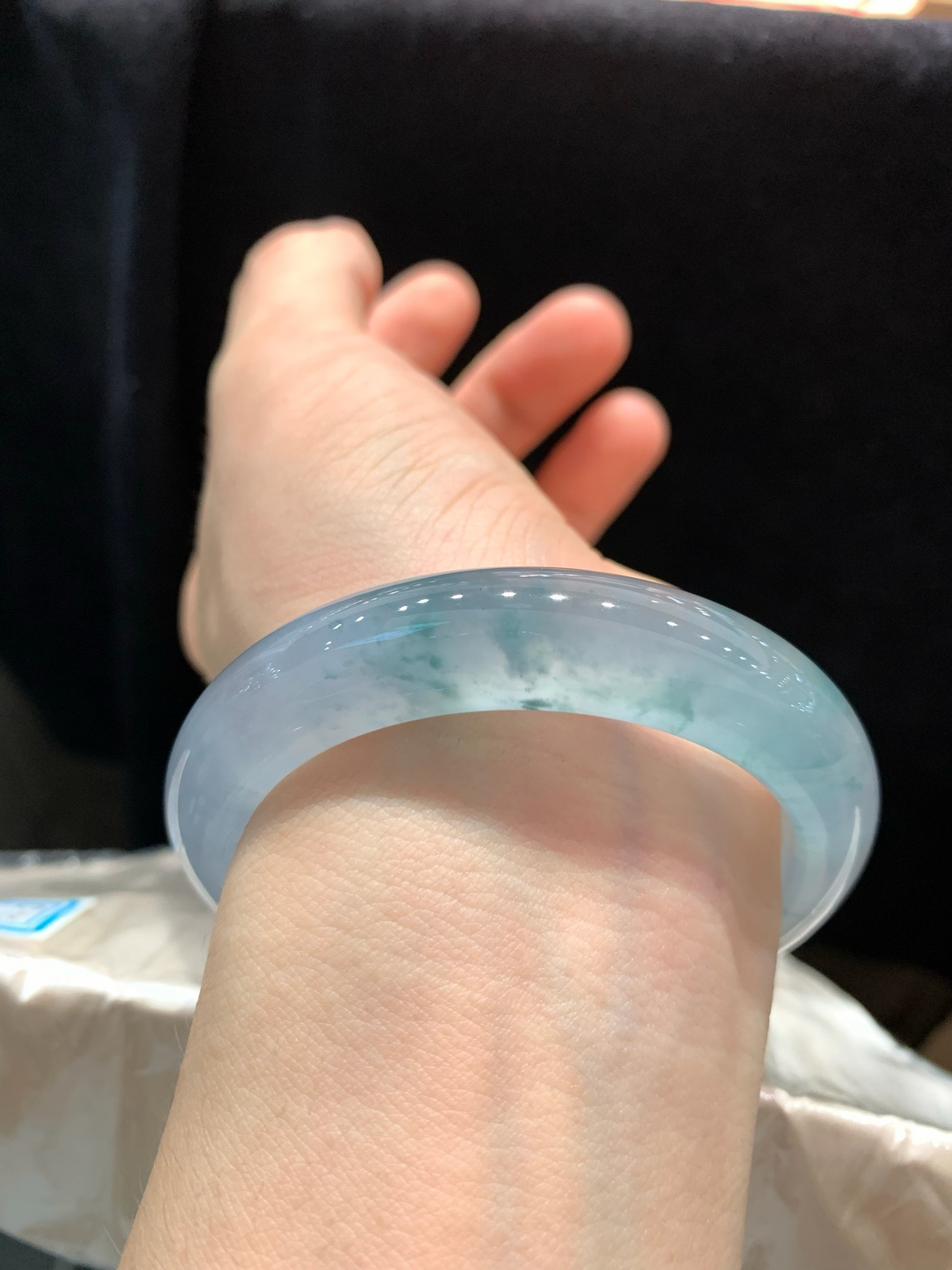 尺寸52.6/11.9/8.8，冰紫飘花手镯
种好水足 清新甜美