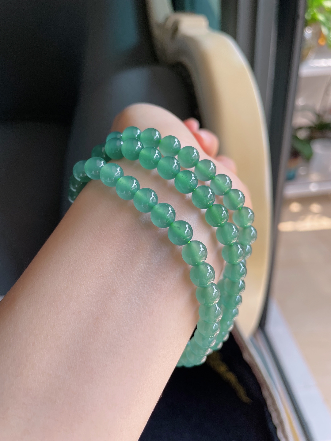 ️，天然翡翠A货，冰蓝水珠链，尺寸：7mm100颗。【编3799】