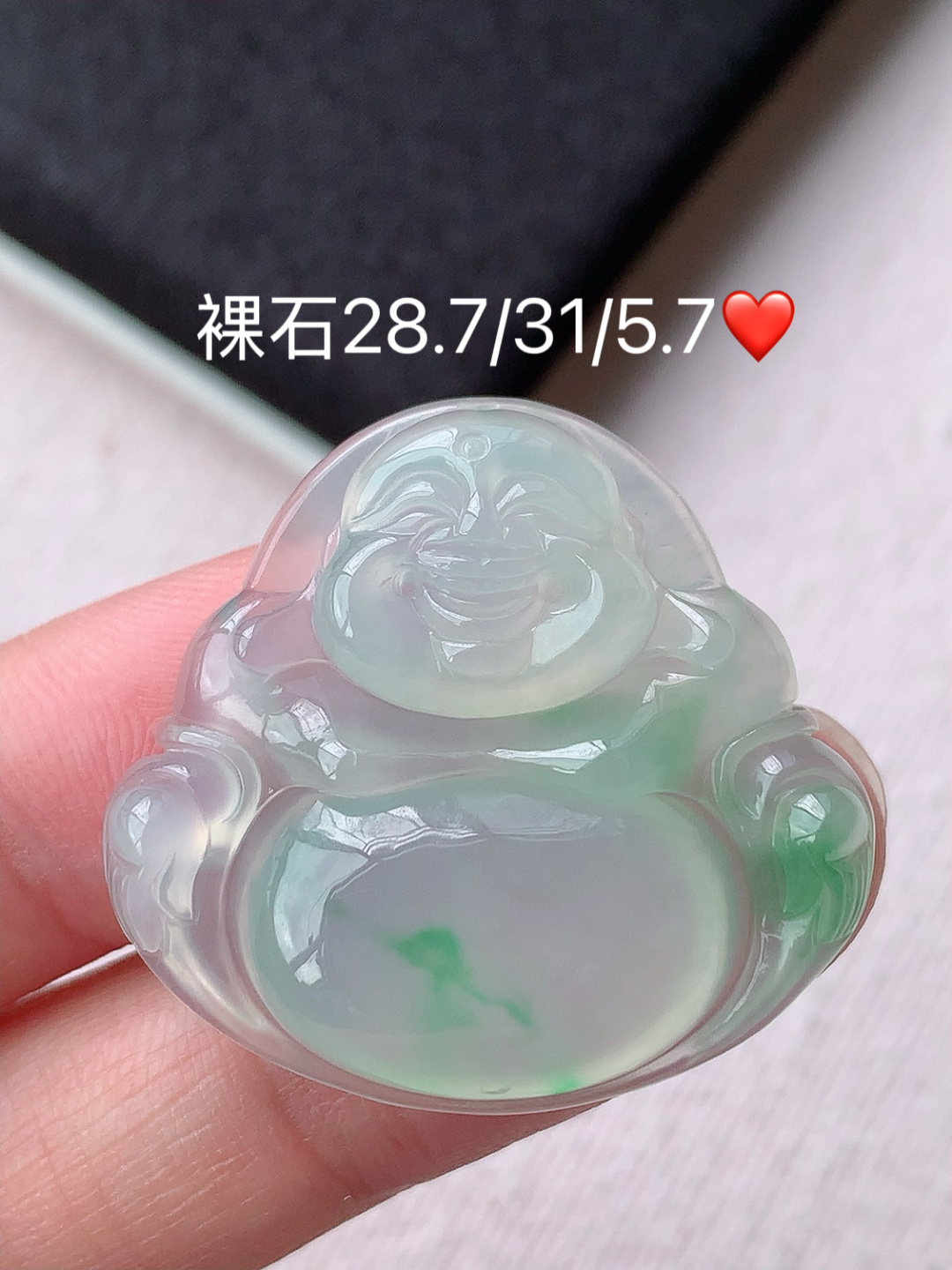 ️️ 冰飘绿佛公挂件 翠色明媚 底子细腻水润 佩戴优雅大气，28.7-31-5.7
