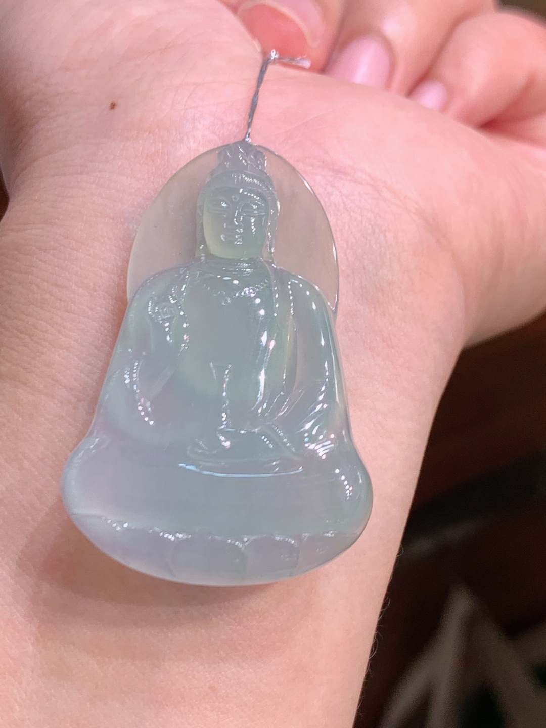 ️ 素衣观音，玉质冰润雕工细腻，静心温润庇佑 裸石47.3-31.5-5.7 010702