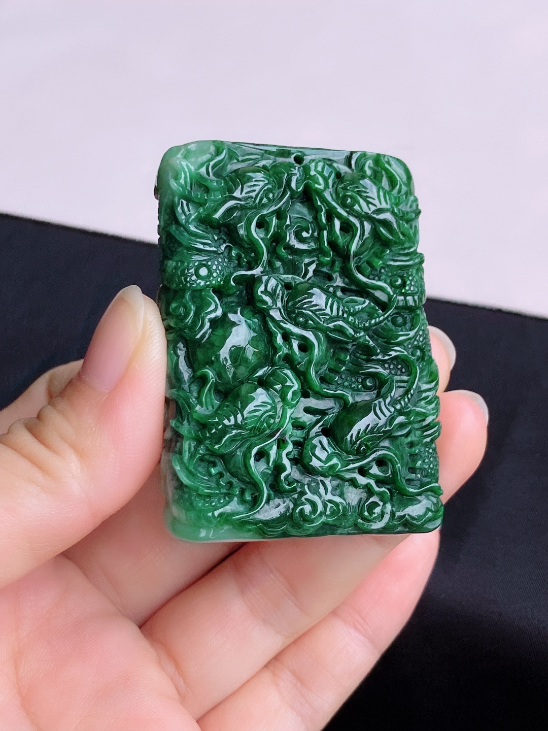 花绿九龙至尊，饱满大气，尺寸59.8/42.6/13.8/自然光实拍