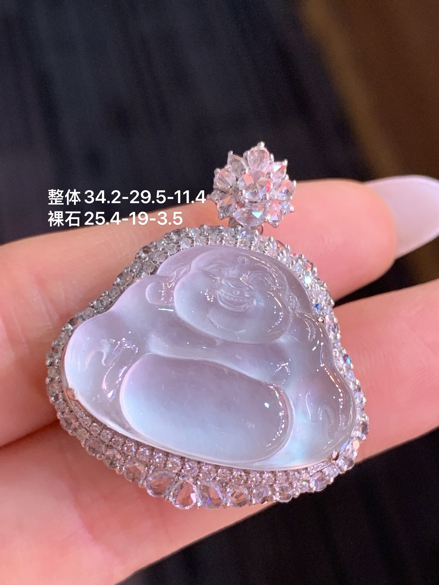 ️ 玻璃种起胶佛公吊坠，34.2-29.5-11.4