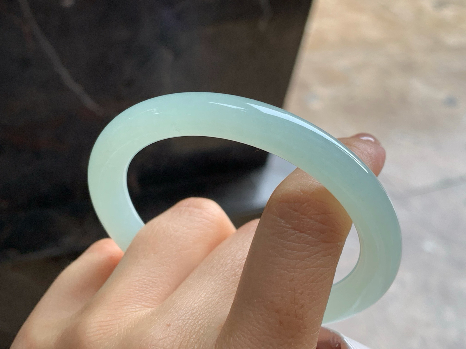 55-8.4冰晴水圆条手镯^_^肉质细腻 水润清秀