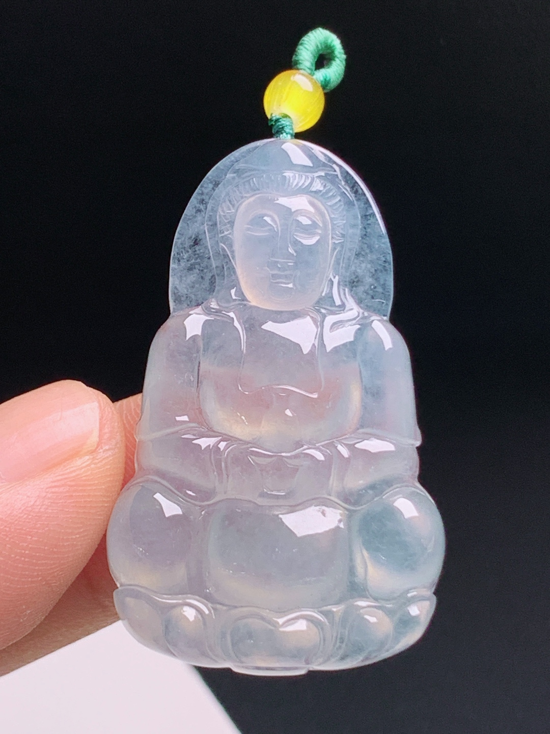 ️ 观音，冰透澄澈庄重大气，种水 裸石39.6-24.2-6.1 490703