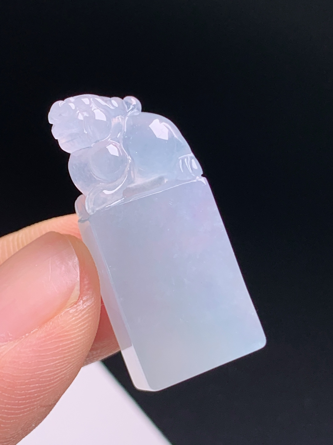 冰种貔貅印章，冰透细腻招财守福