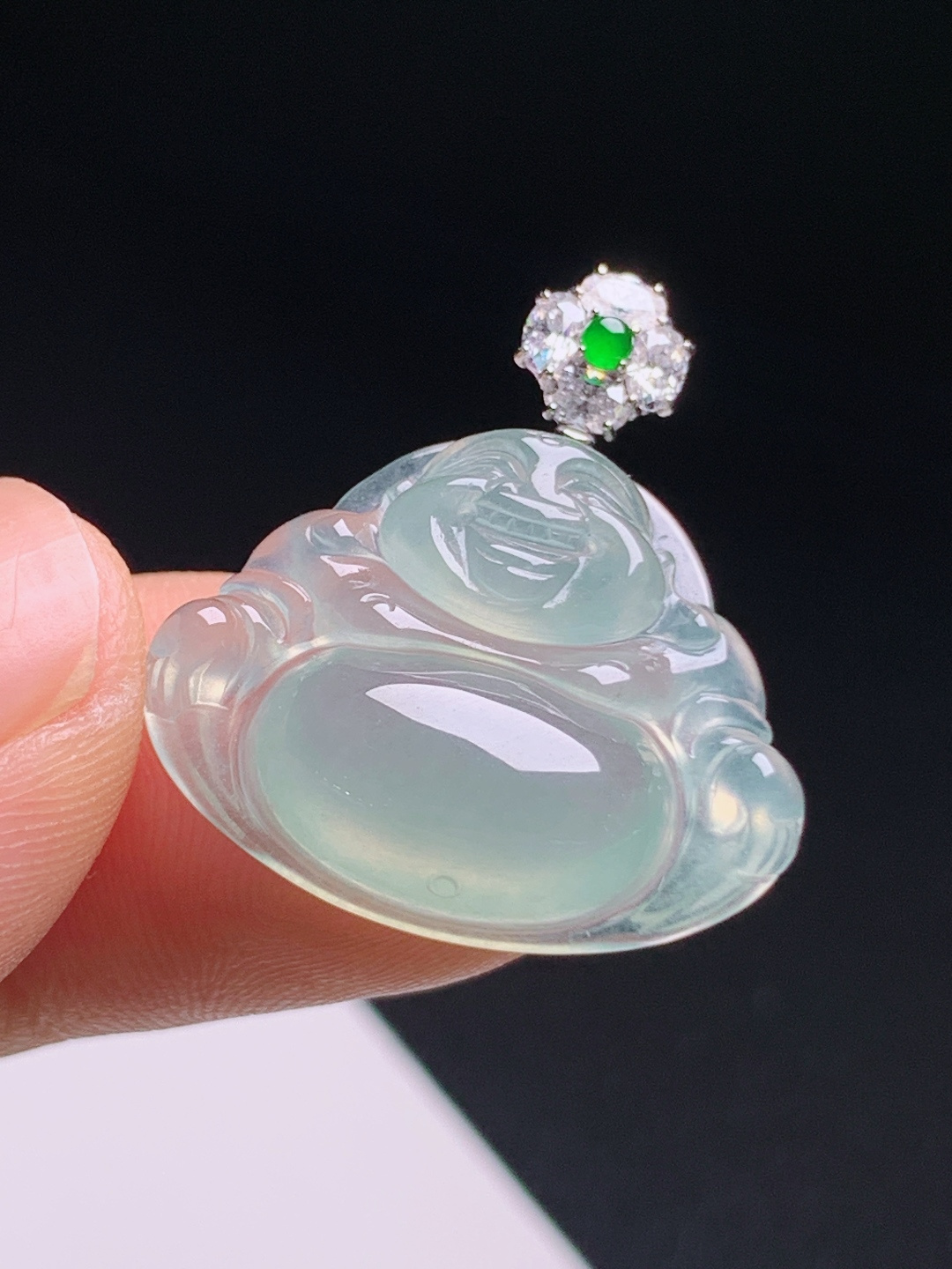 ️ 佛公吊坠，水润清透笑意温婉，钻花扣头精致大气 裸石17.3-22.3-5.7 整体24.3 08
