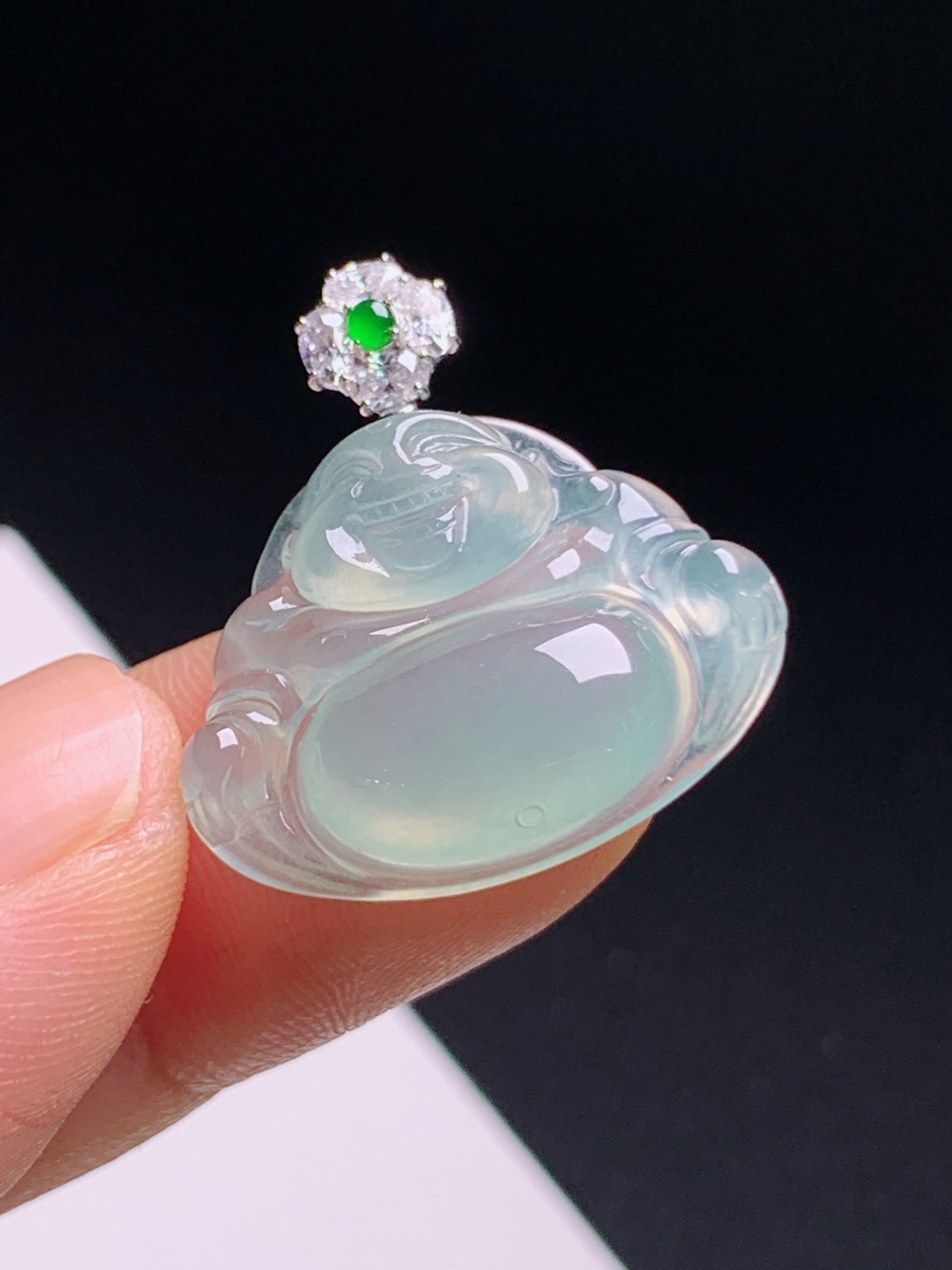 ️ 佛公吊坠，水润清透笑意温婉，钻花扣头精致大气 裸石17.3-22.3-5.7 整体24.3 08