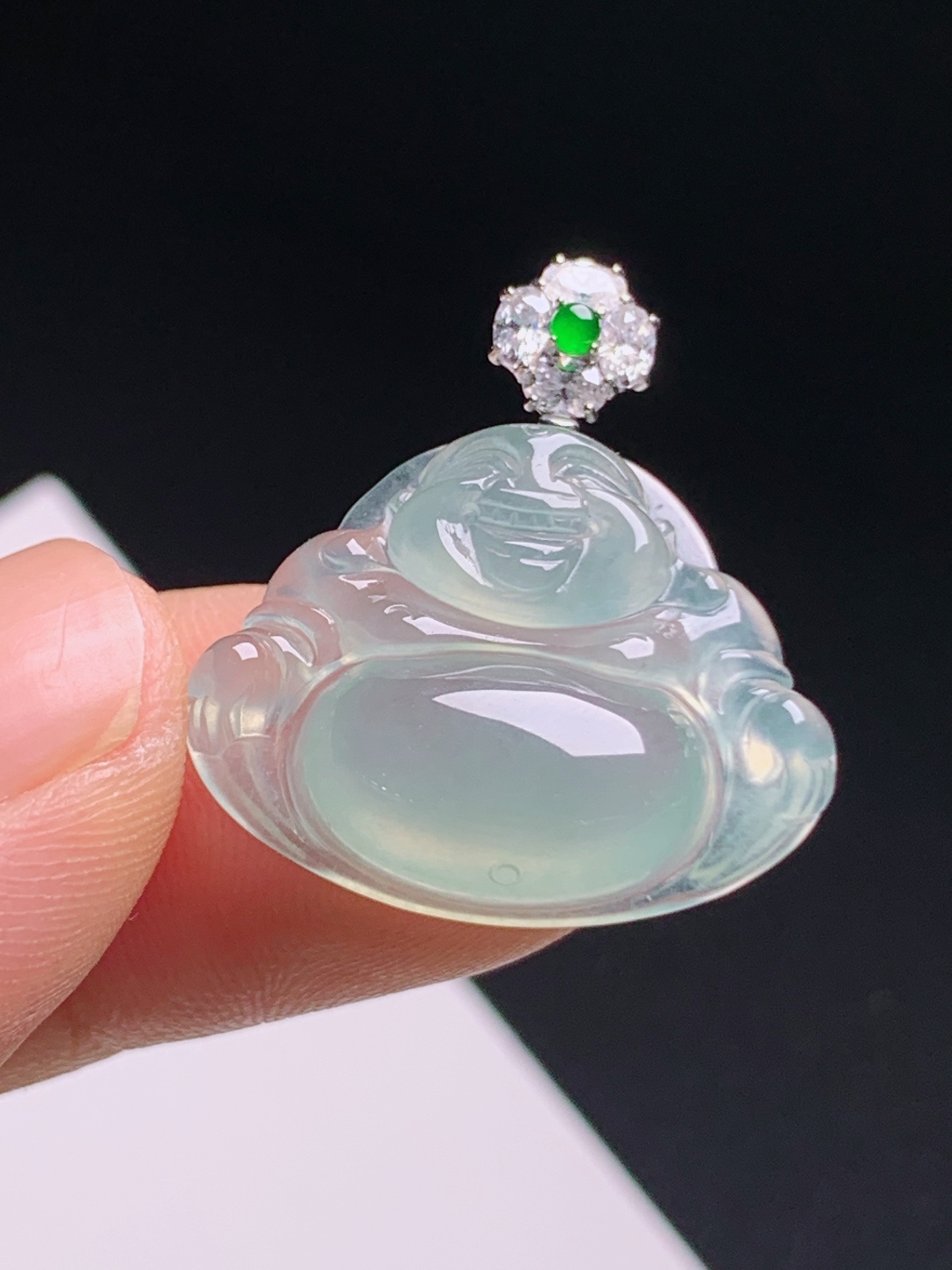 ️ 佛公吊坠，水润清透笑意温婉，钻花扣头精致大气 裸石17.3-22.3-5.7 整体24.3 08