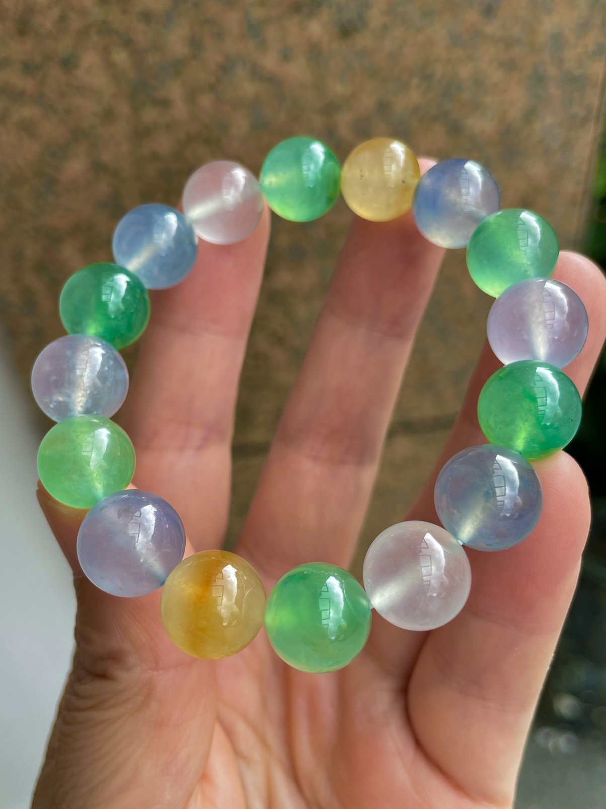 【冰种多宝手串】晶莹多彩的糖果串，多宝手串，颜色丰富，更重要的是种水都很好，性价比很不错，直径11.4-11.9之间