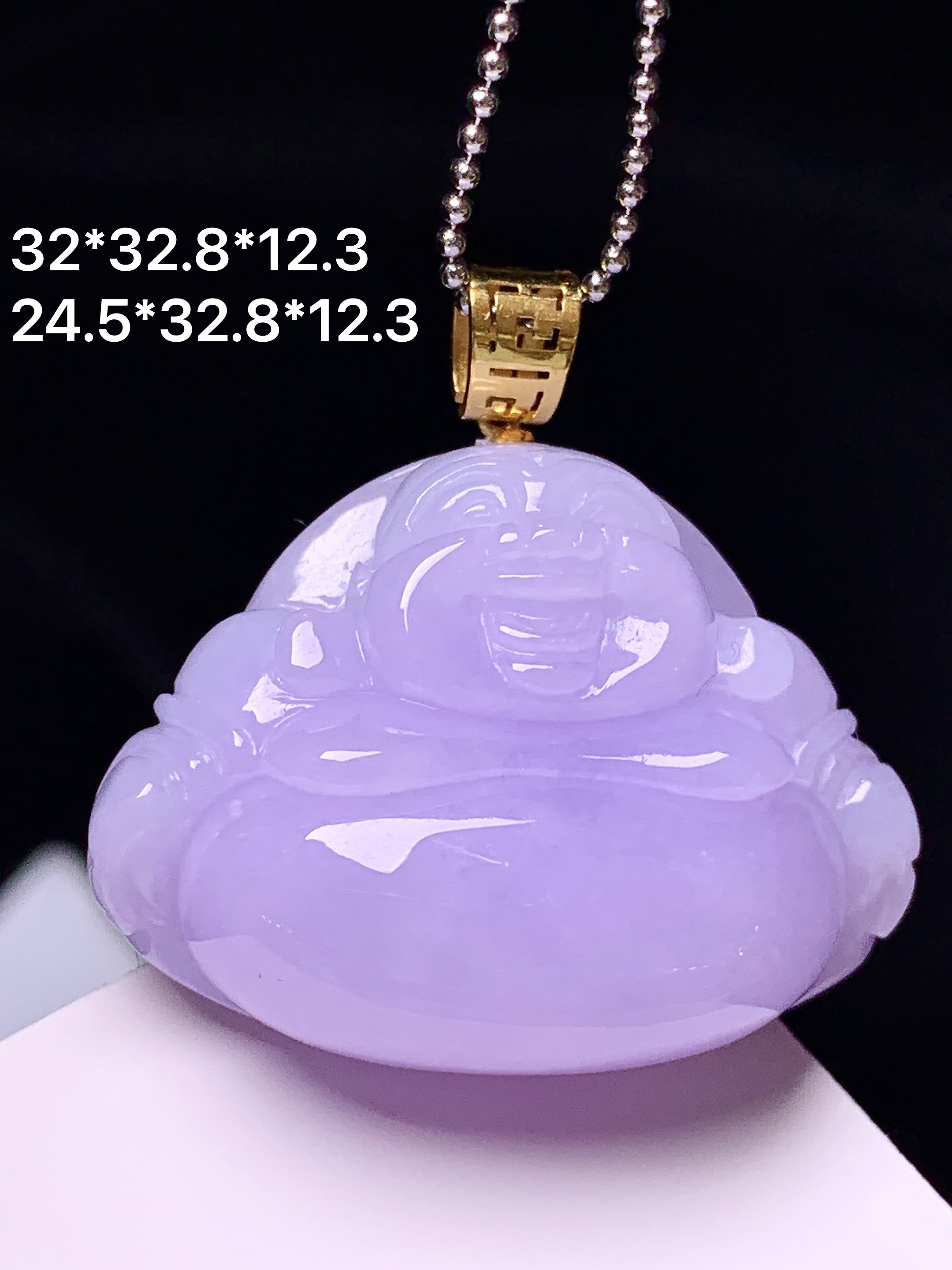 18k金镶嵌紫罗兰佛公吊坠 玉质细腻 色泽艳丽清新 整体尺寸32*32.8*12.3 j1