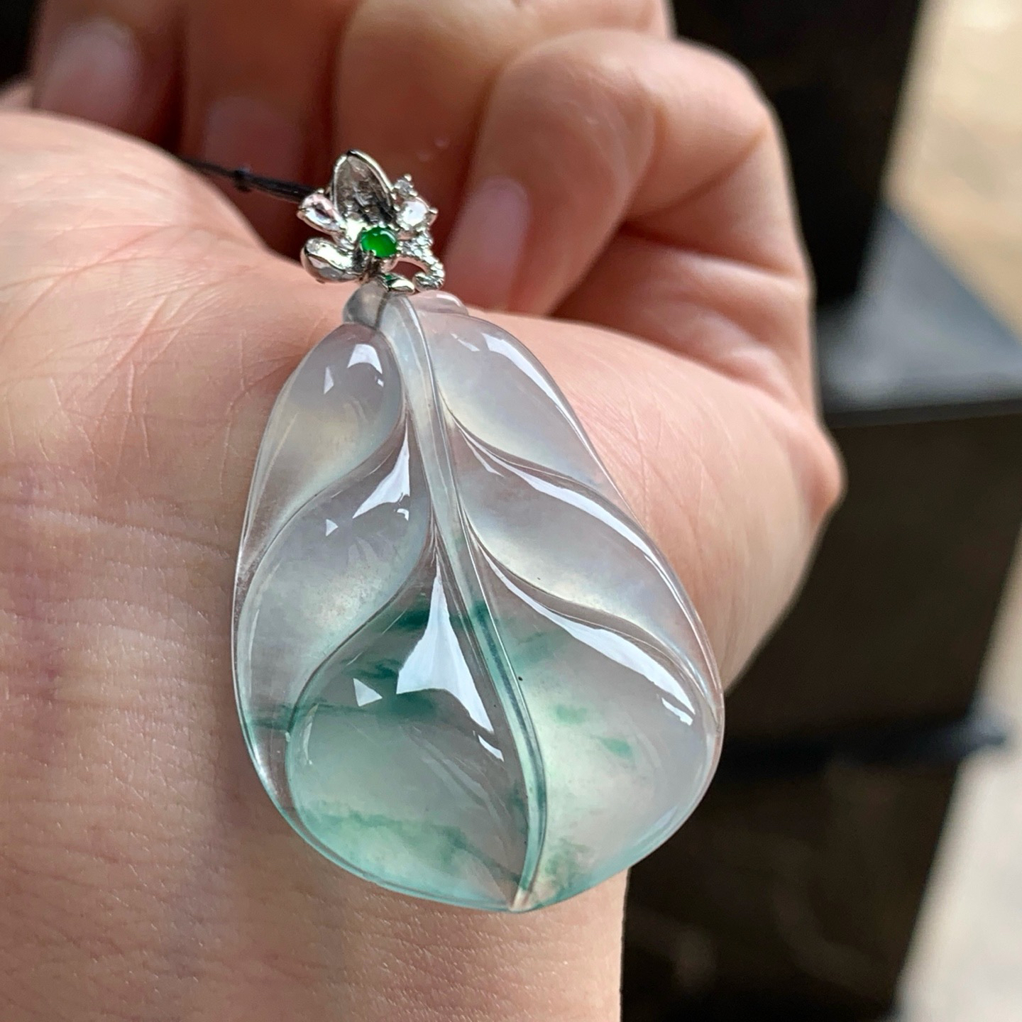 金扣蓝花叶子^_^冰透 尺寸35