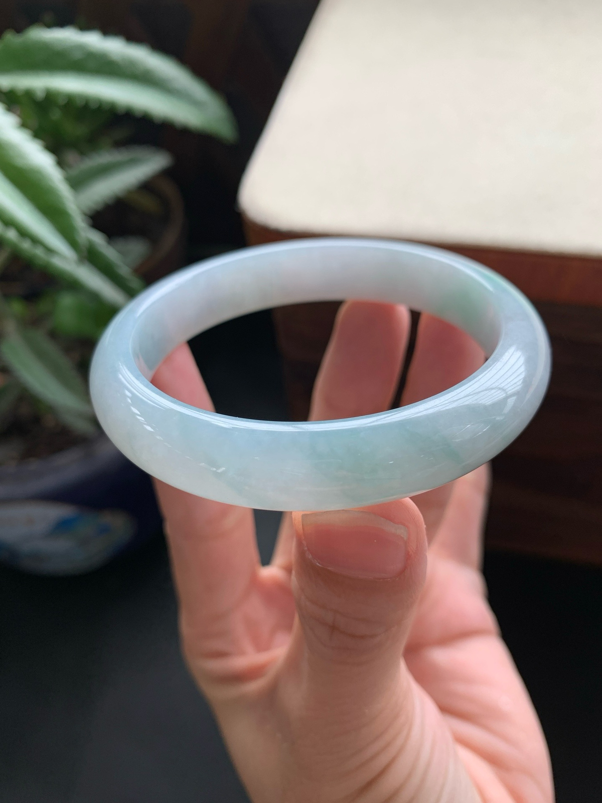 55圈口飘绿手镯