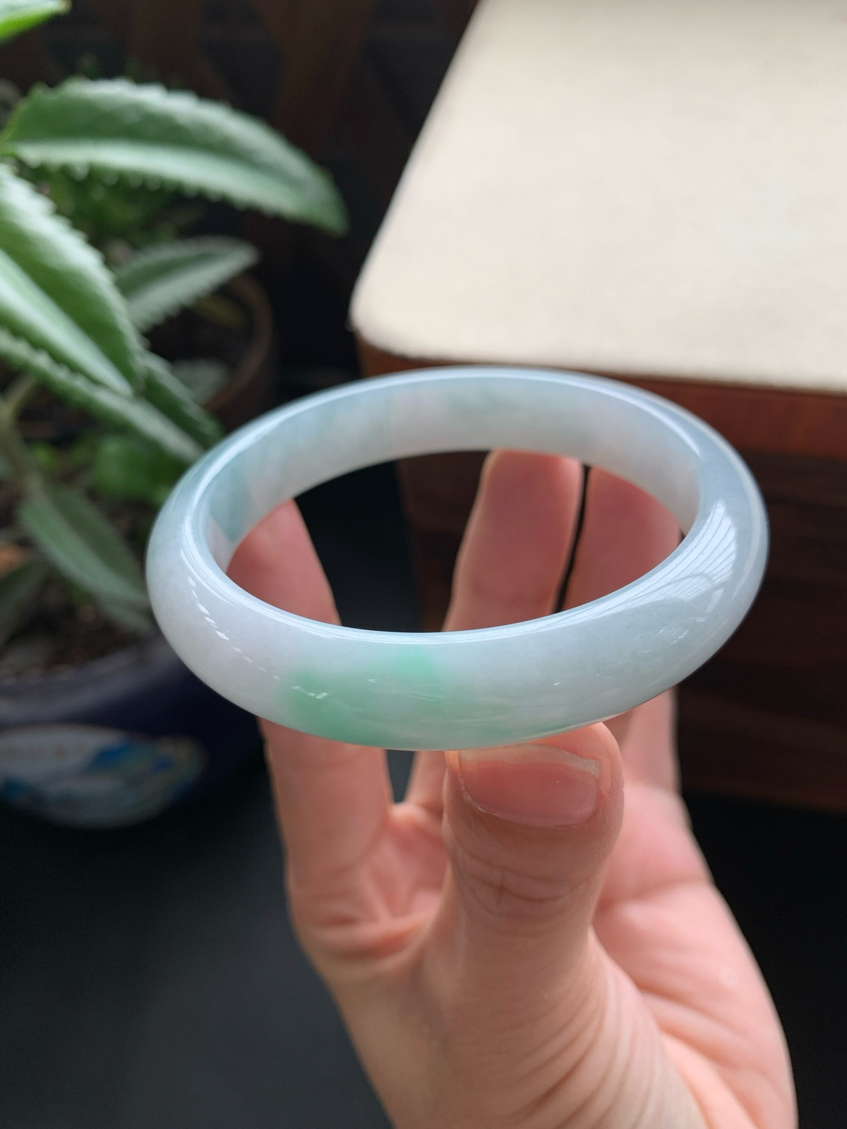 55圈口飘绿手镯