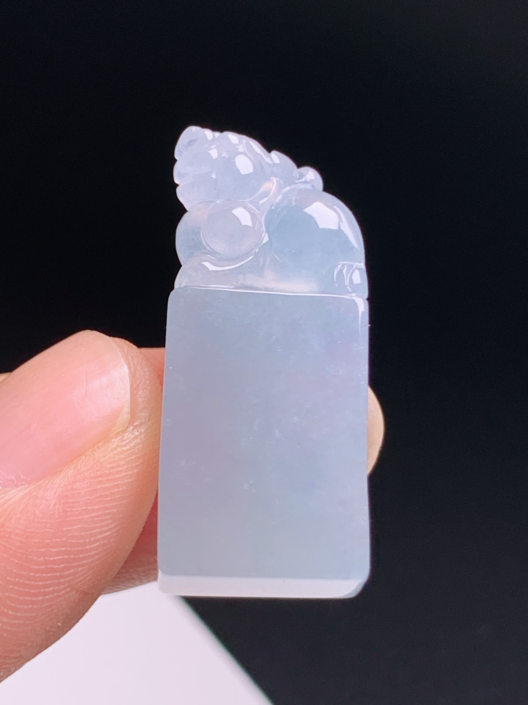 冰种貔貅印章，冰透细腻招财守福