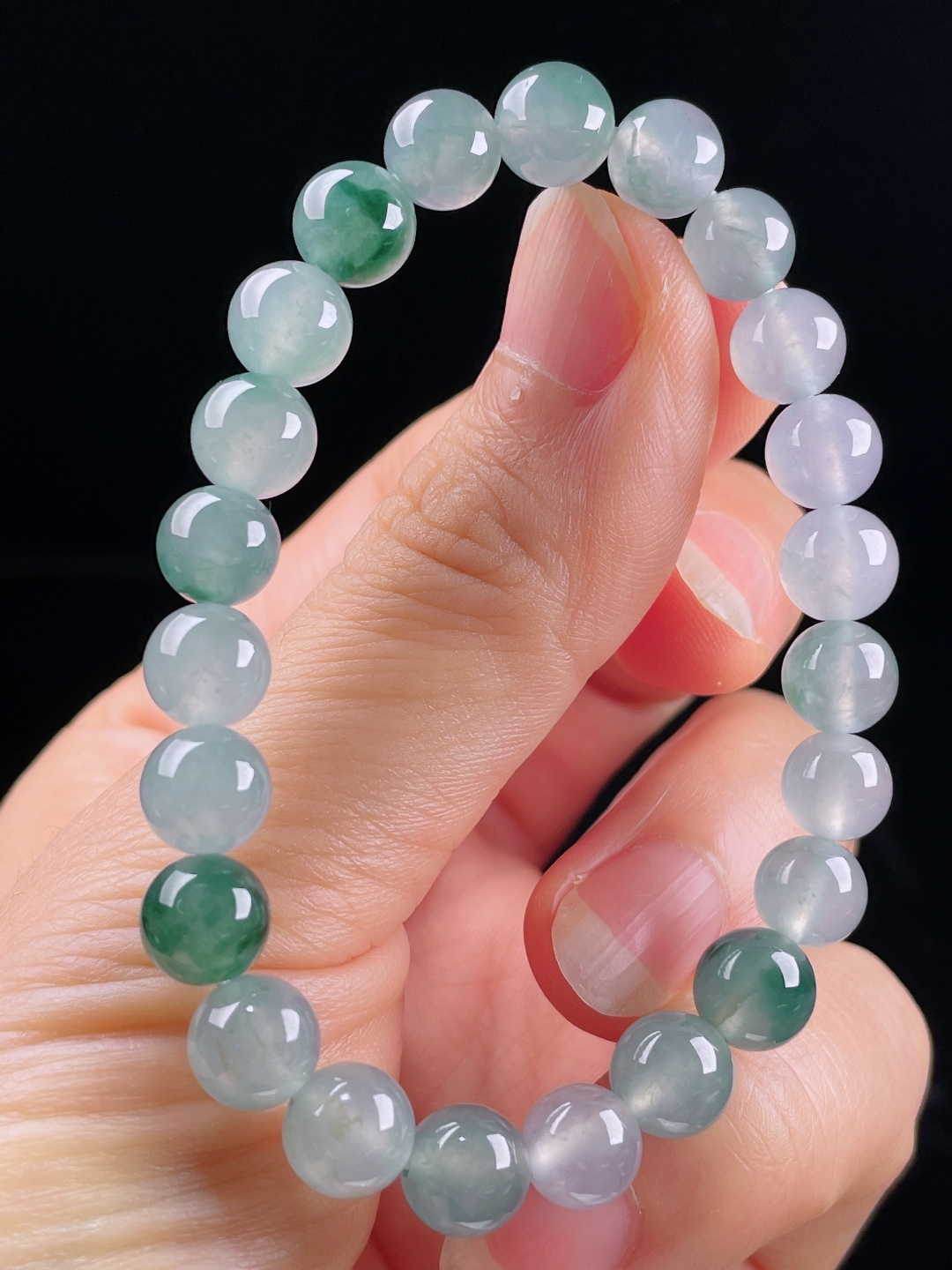 ️冰种手串，老种起光 ，细底通透，尺寸：8mm