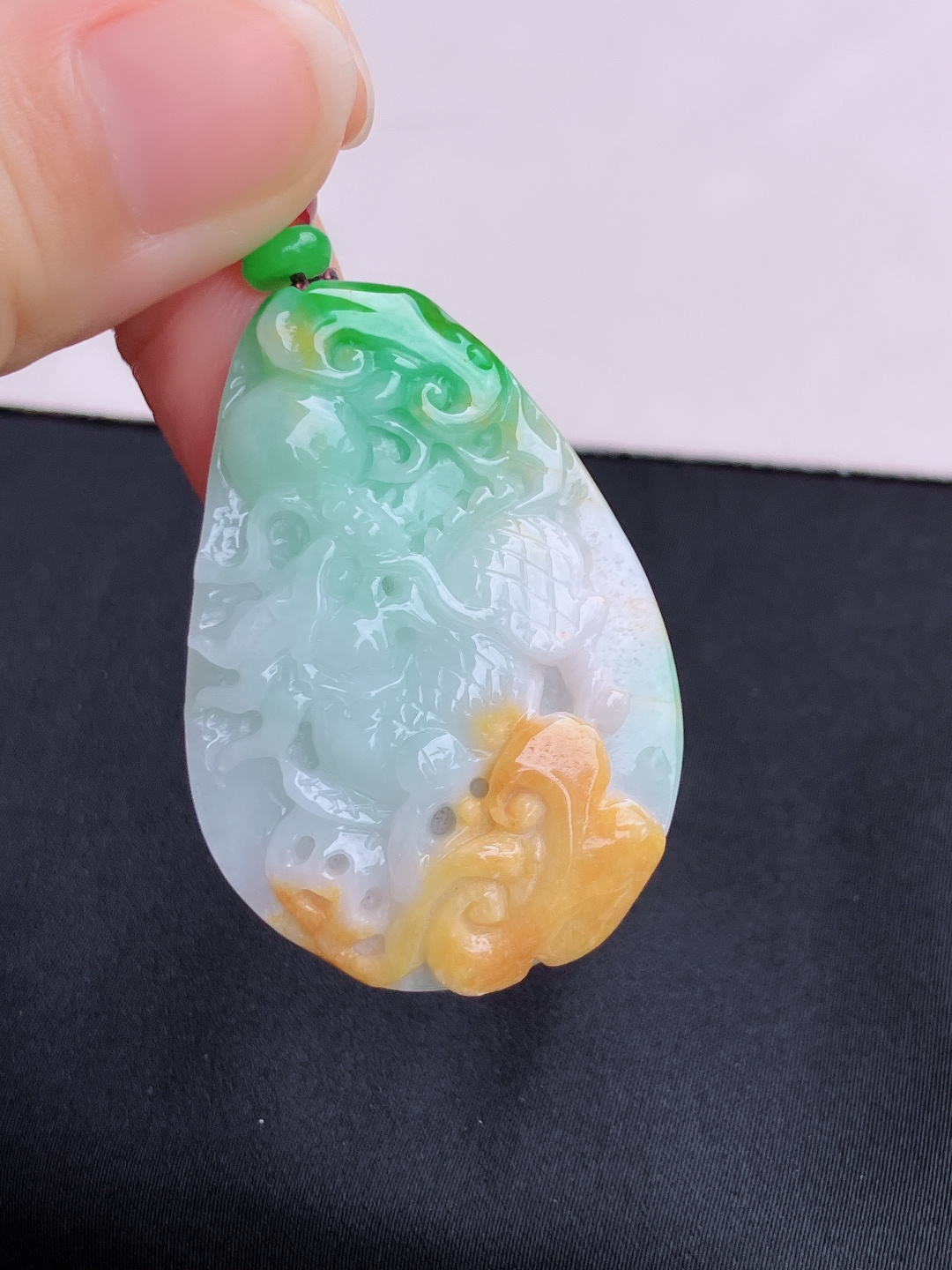 三彩招财麒麟牌，特色，尺寸46/32/10/自然光实拍