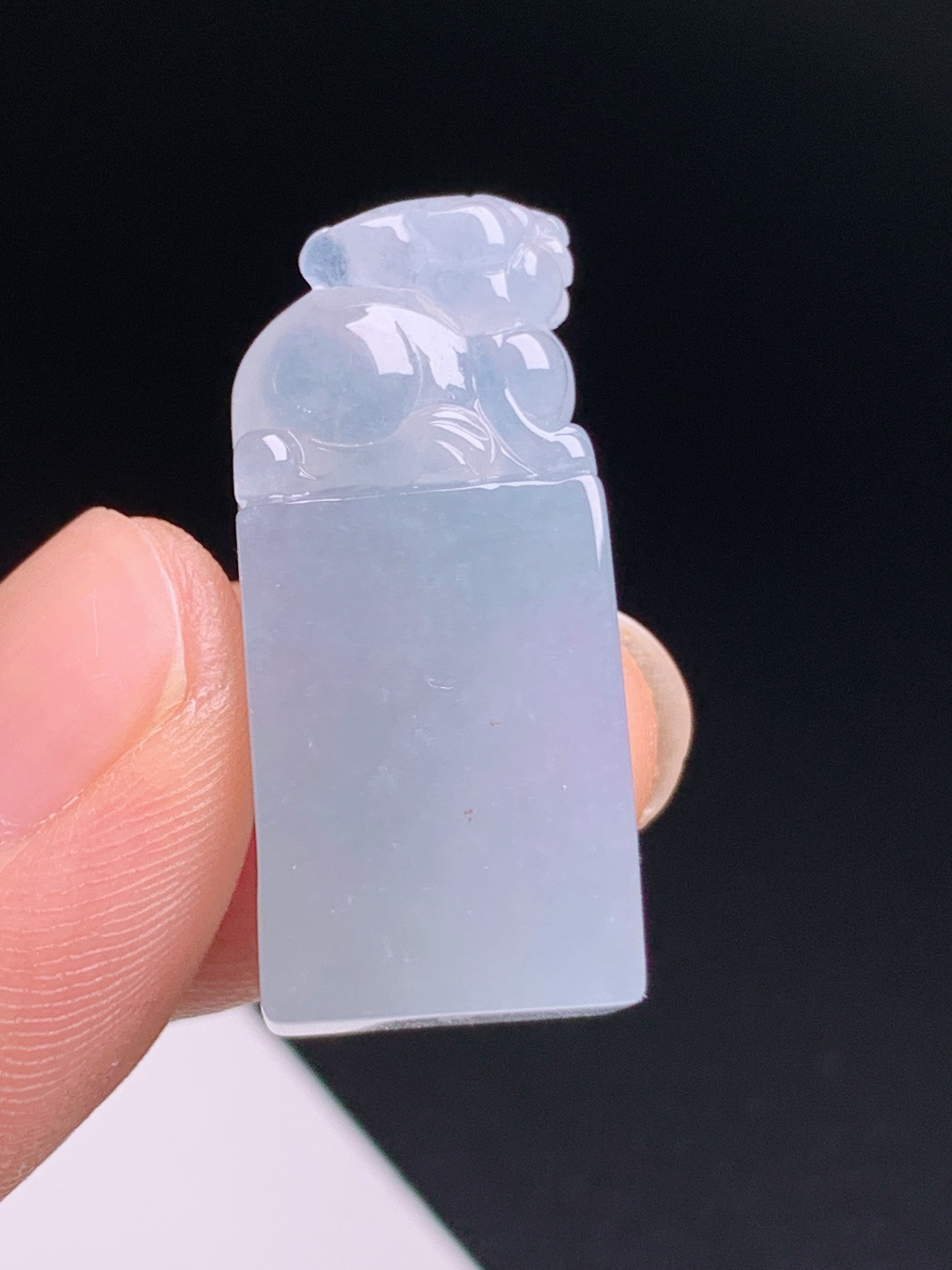 冰种貔貅印章，冰透细腻招财守福
