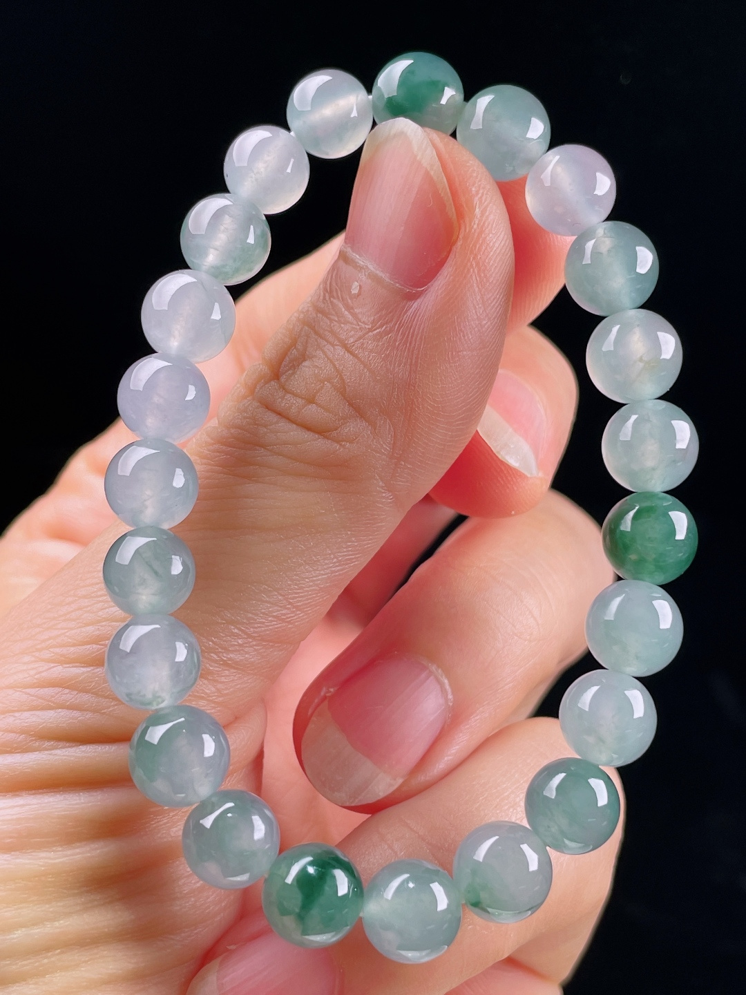 ️冰种手串，老种起光 ，细底通透，尺寸：8mm