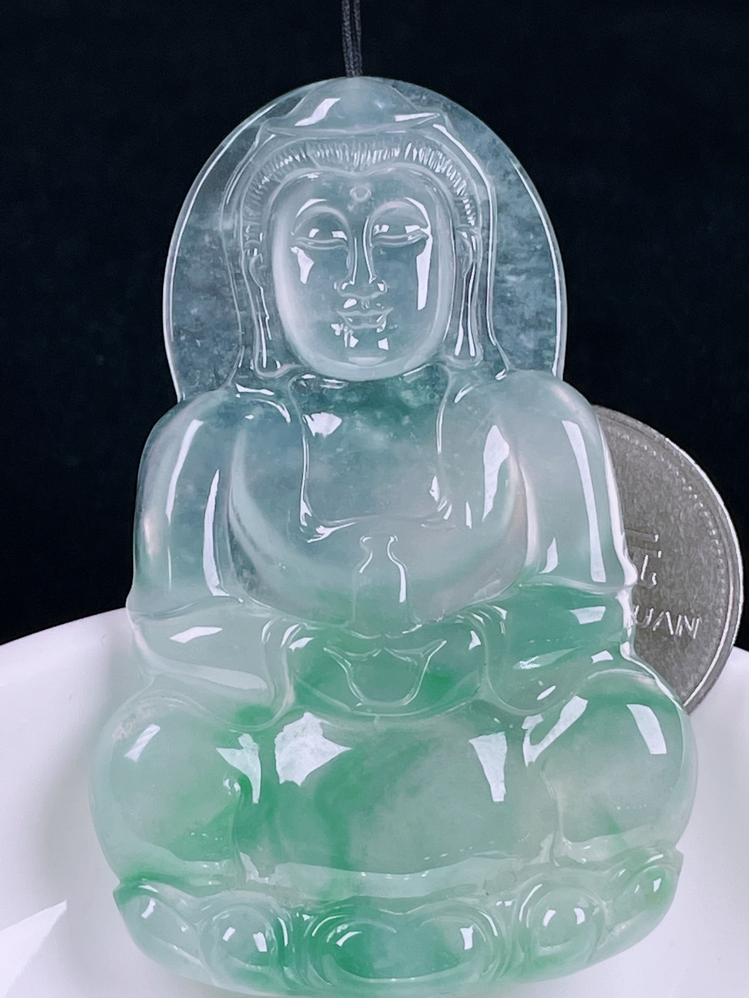 ️观音，老种起光 ，细底通透，尺寸：60.4/39/5.8mm0707