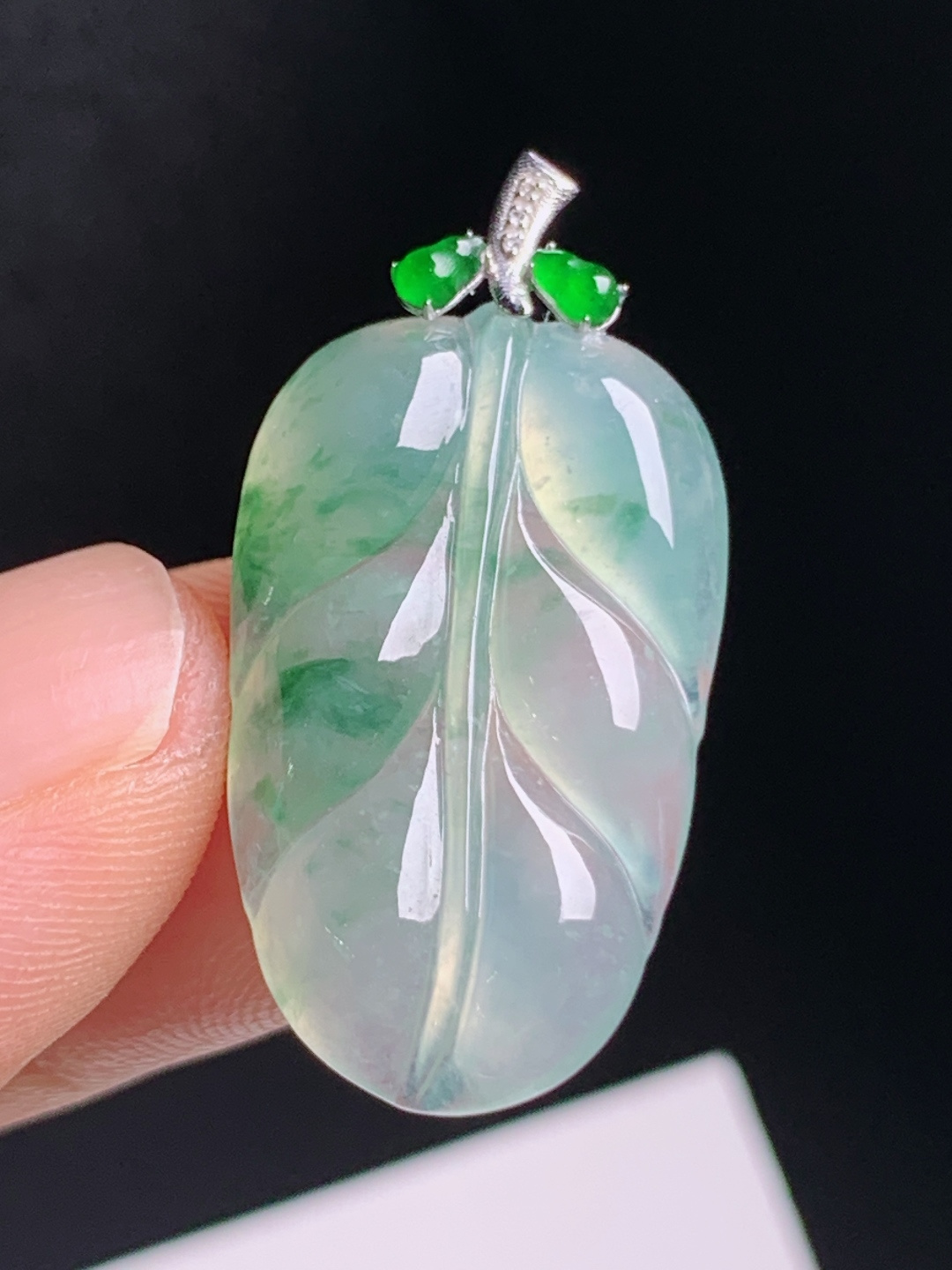 飘花树叶吊坠，冰透起光飘花灵动，金枝玉叶寓意佳