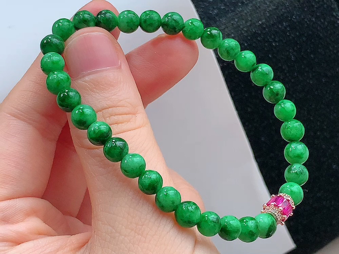 ️ 满绿手串，尺寸取一5.8mm，包A附证书