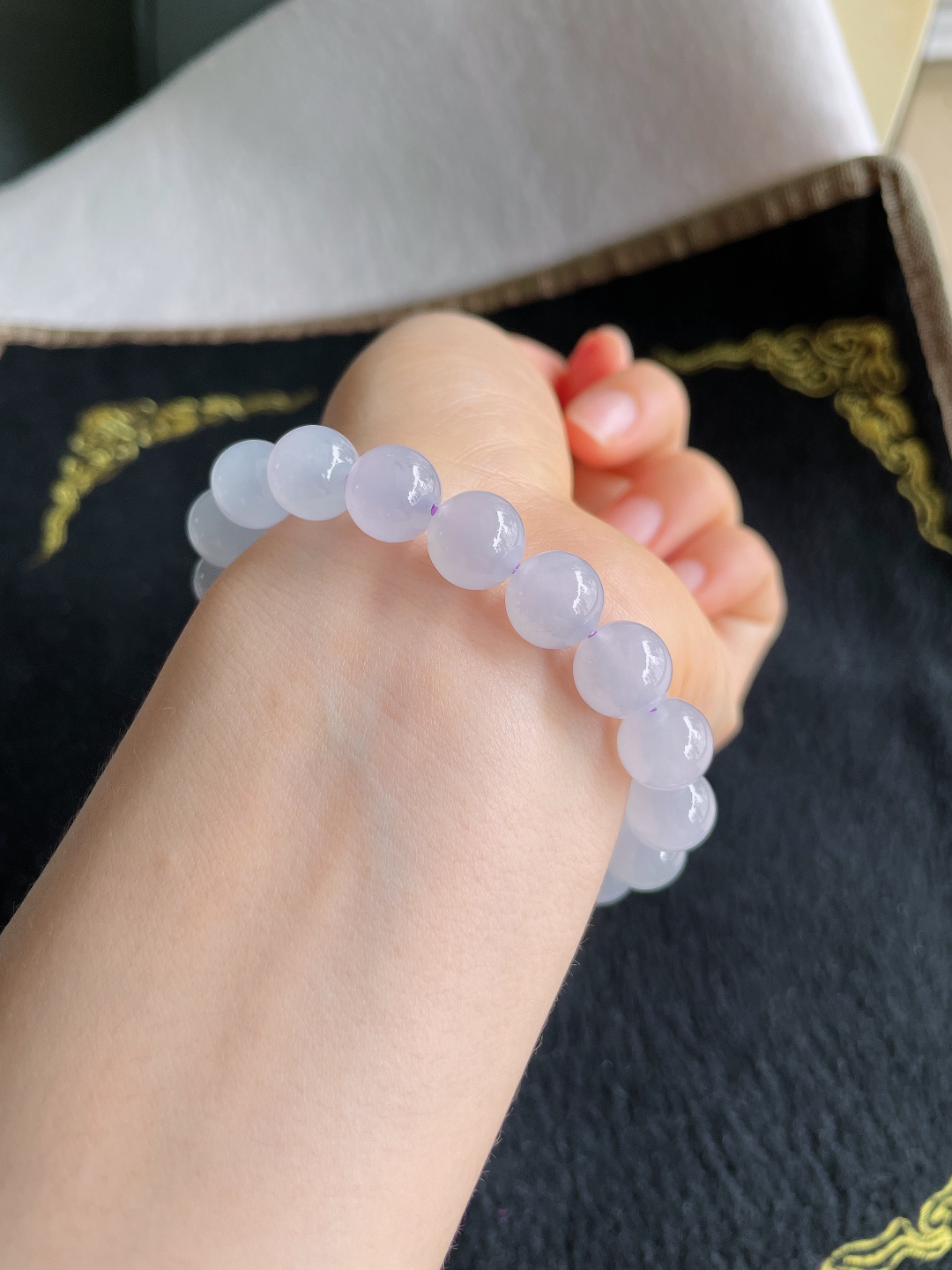 ️，缅甸天然翡翠A货，冰淡紫手串，尺寸：10mm。【编4183】