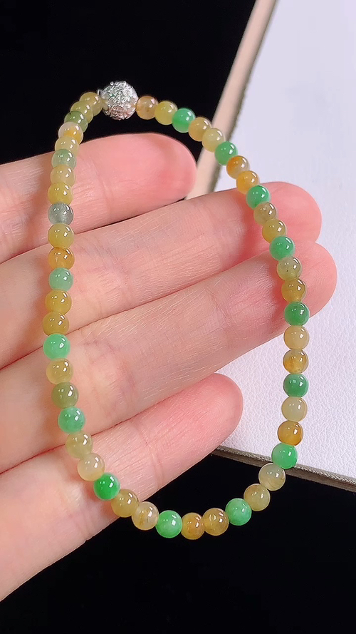 冰黄绿手链，尺寸:3.9-3.9mm