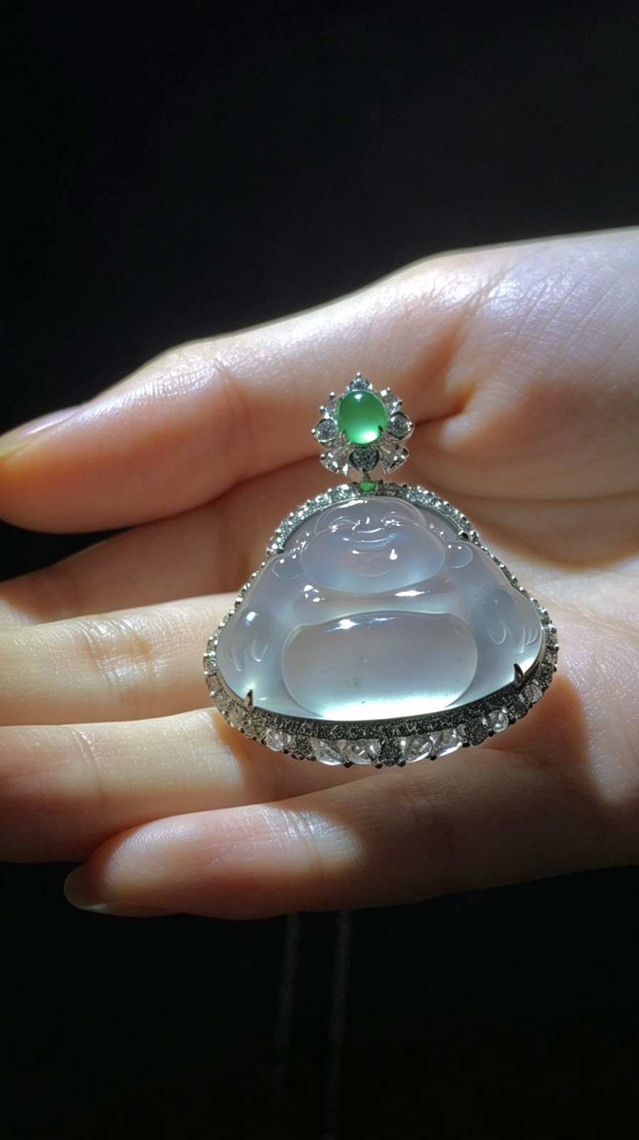 笑口常开弥勒佛，裸石2..5-16-4.2mm，
整体29.6-35.5-10.8mm，8.1g，
